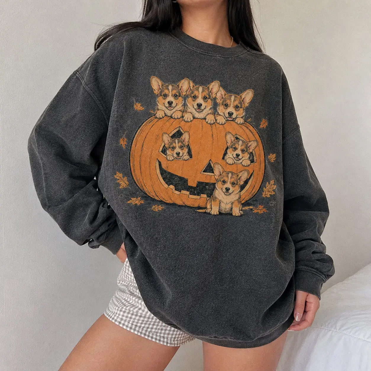 Dog Breed Pumpkin Patch Halloween Sweatshirt, Fall Dachshund Golden Retriever Labrador Pitbull Poodle Crewneck Gift - photo 4