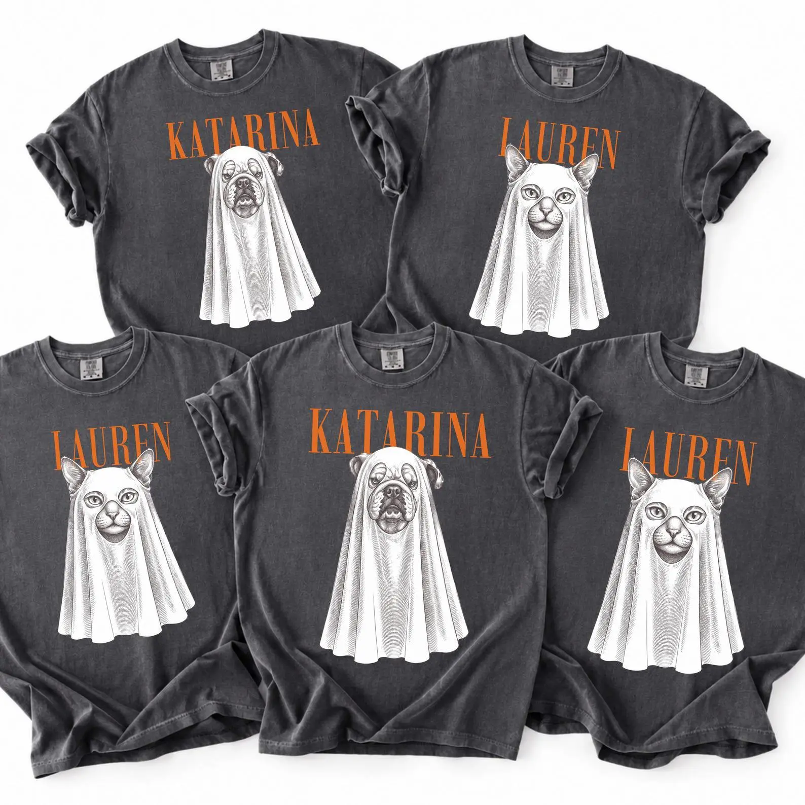 30+ Dog Breeds Halloween Shirt, Custom Name Ghost Pet Photo Tee, Cat Lover Puppy Mom Gift