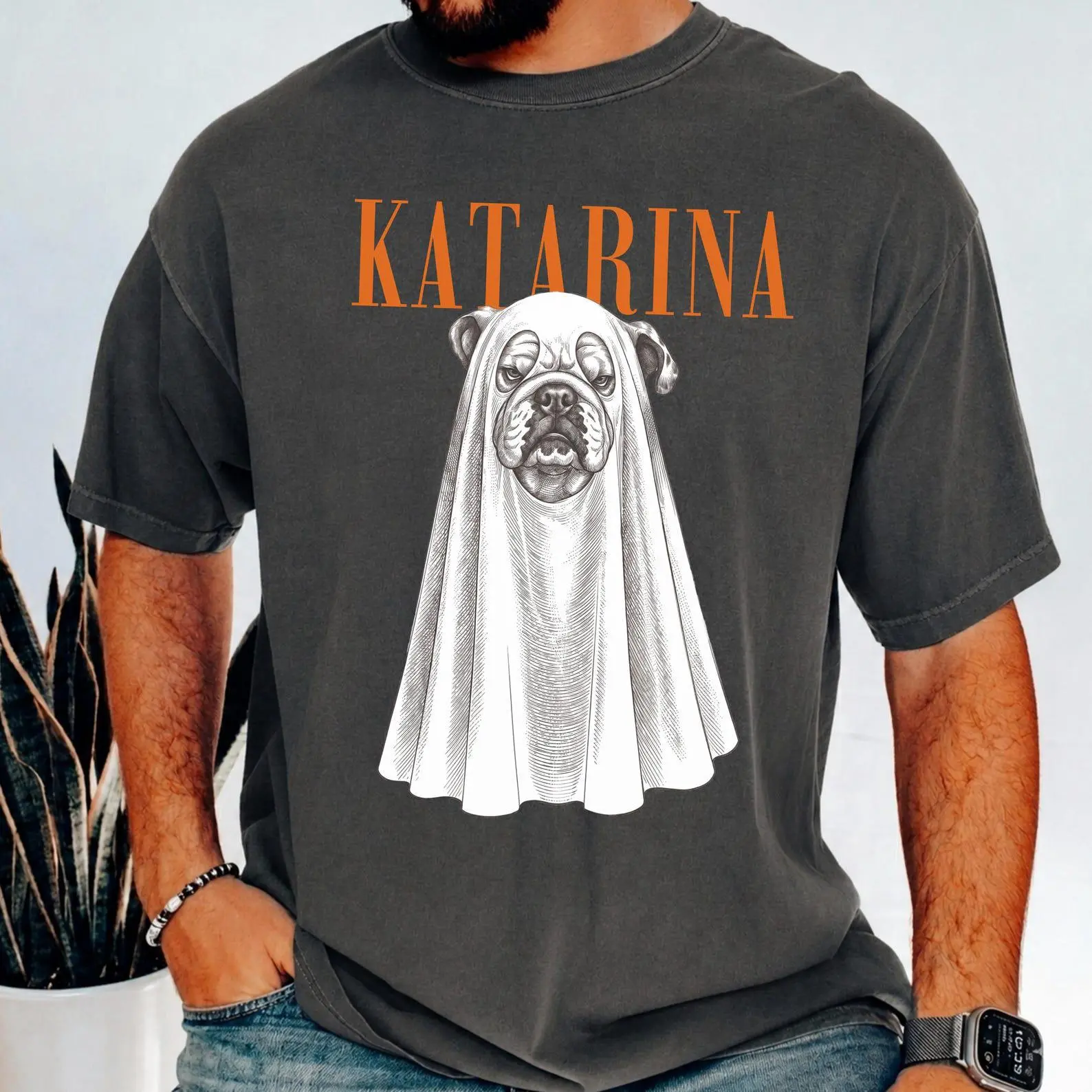 30+ Dog Breeds Halloween Shirt, Custom Name Ghost Pet Photo Tee, Cat Lover Puppy Mom Gift - photo 4