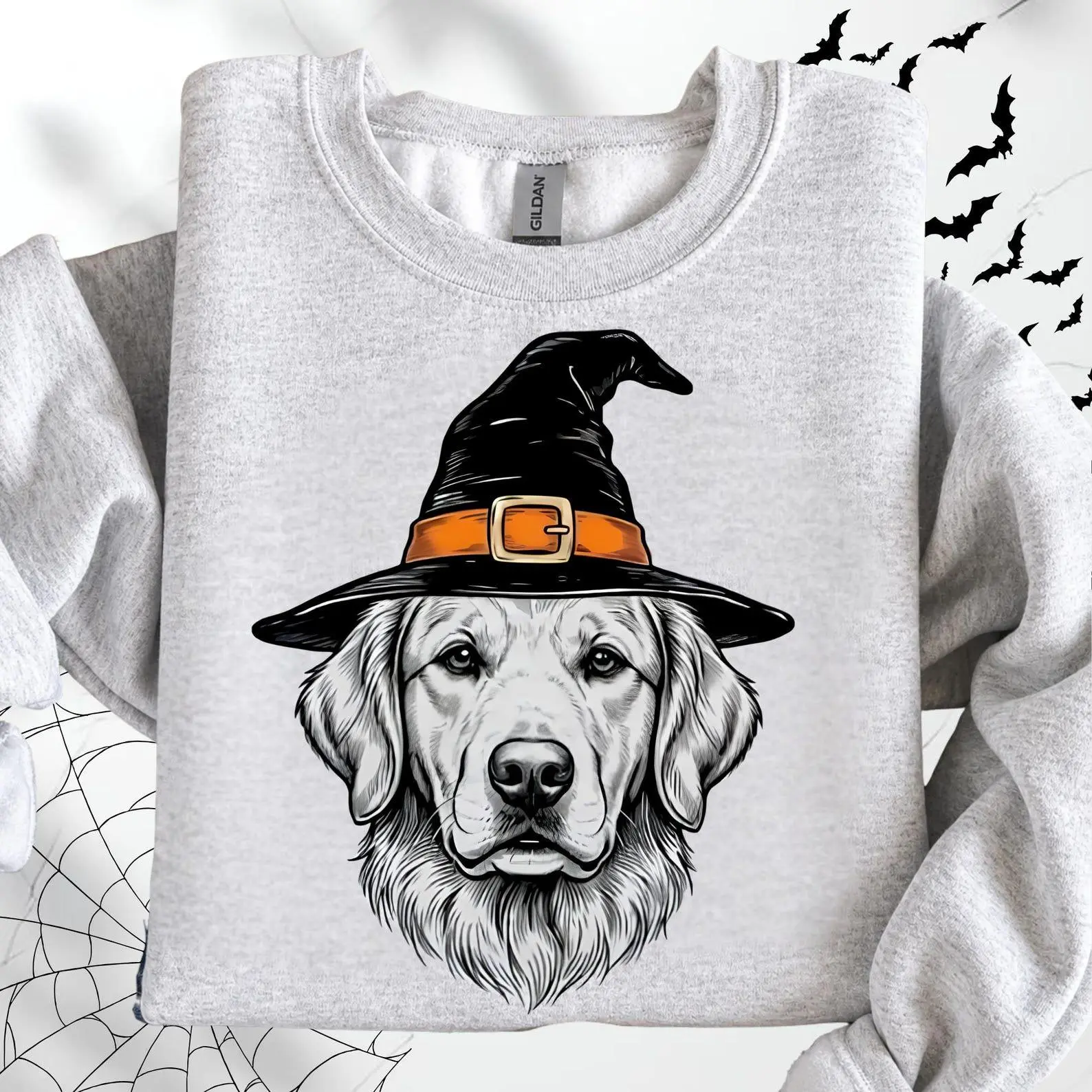 30+ Dog Breeds Witch Hats Ash Sweatshirt, Funny Halloween Pet Lover Mama Gift Crewneck - photo 2