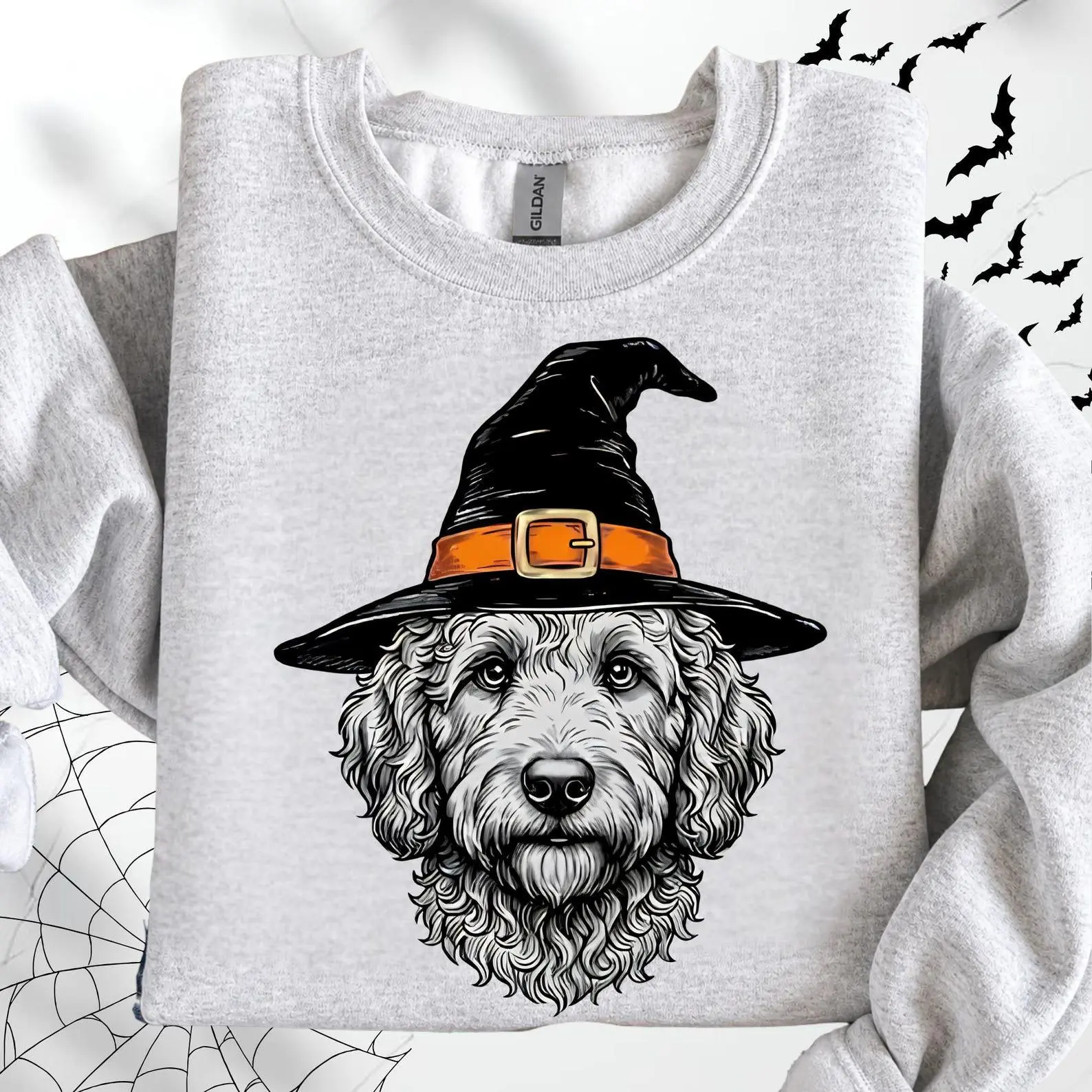 30+ Dog Breeds Witch Hats Ash Sweatshirt, Funny Halloween Pet Lover Mama Gift Crewneck - photo 3