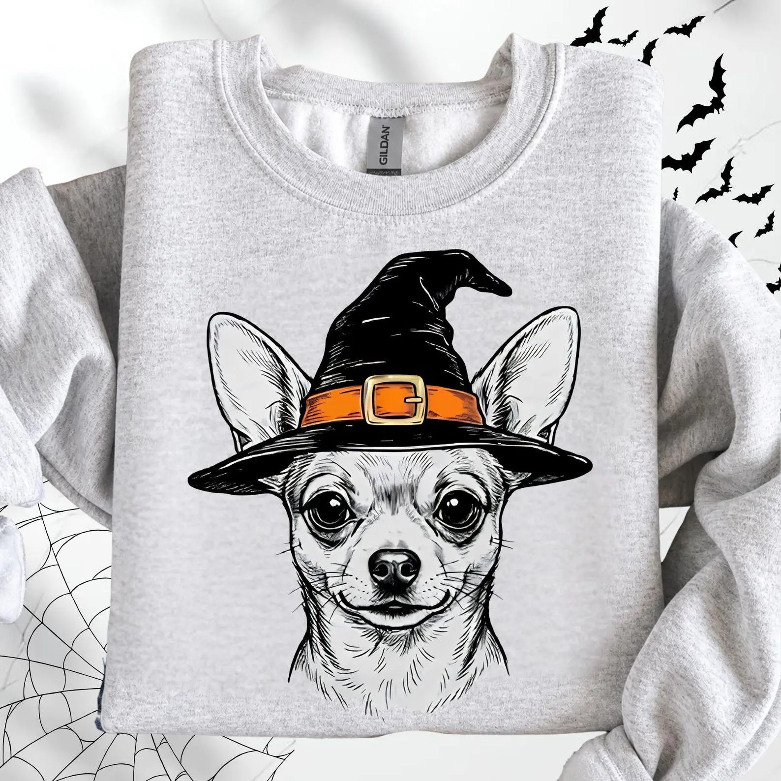 30+ Dog Breeds Witch Hats Ash Sweatshirt, Funny Halloween Pet Lover Mama Gift Crewneck - photo 4