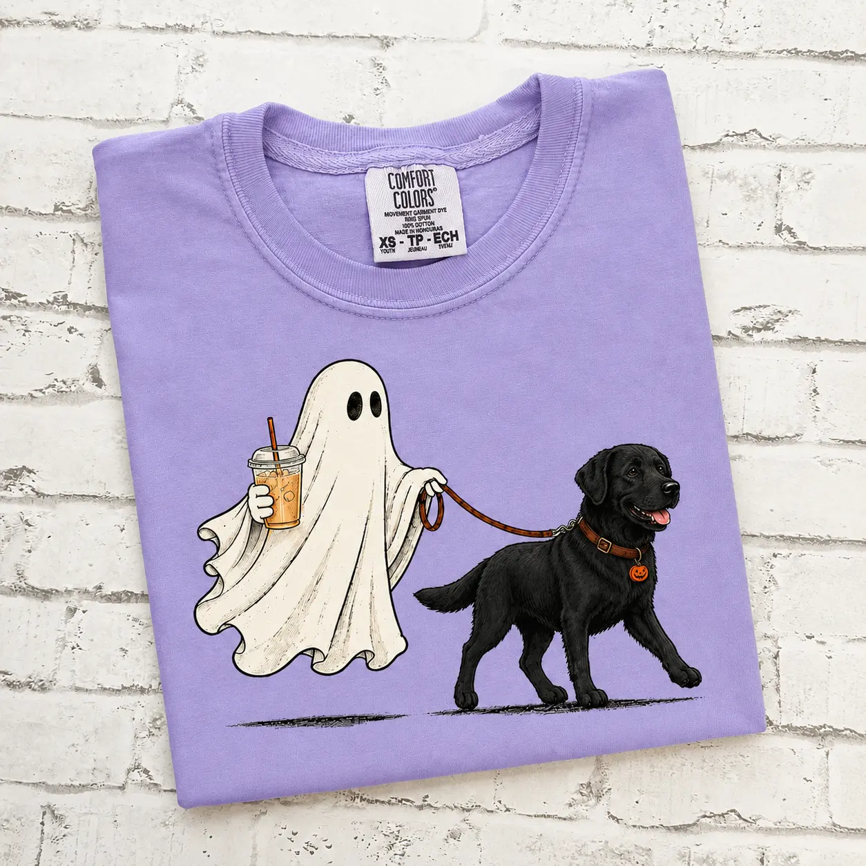 Comfort Colors Violet Ghost Dog Halloween Shirt, Custom Breed Spooky Season Fall Graphic Tee, Lover Gift - photo 4