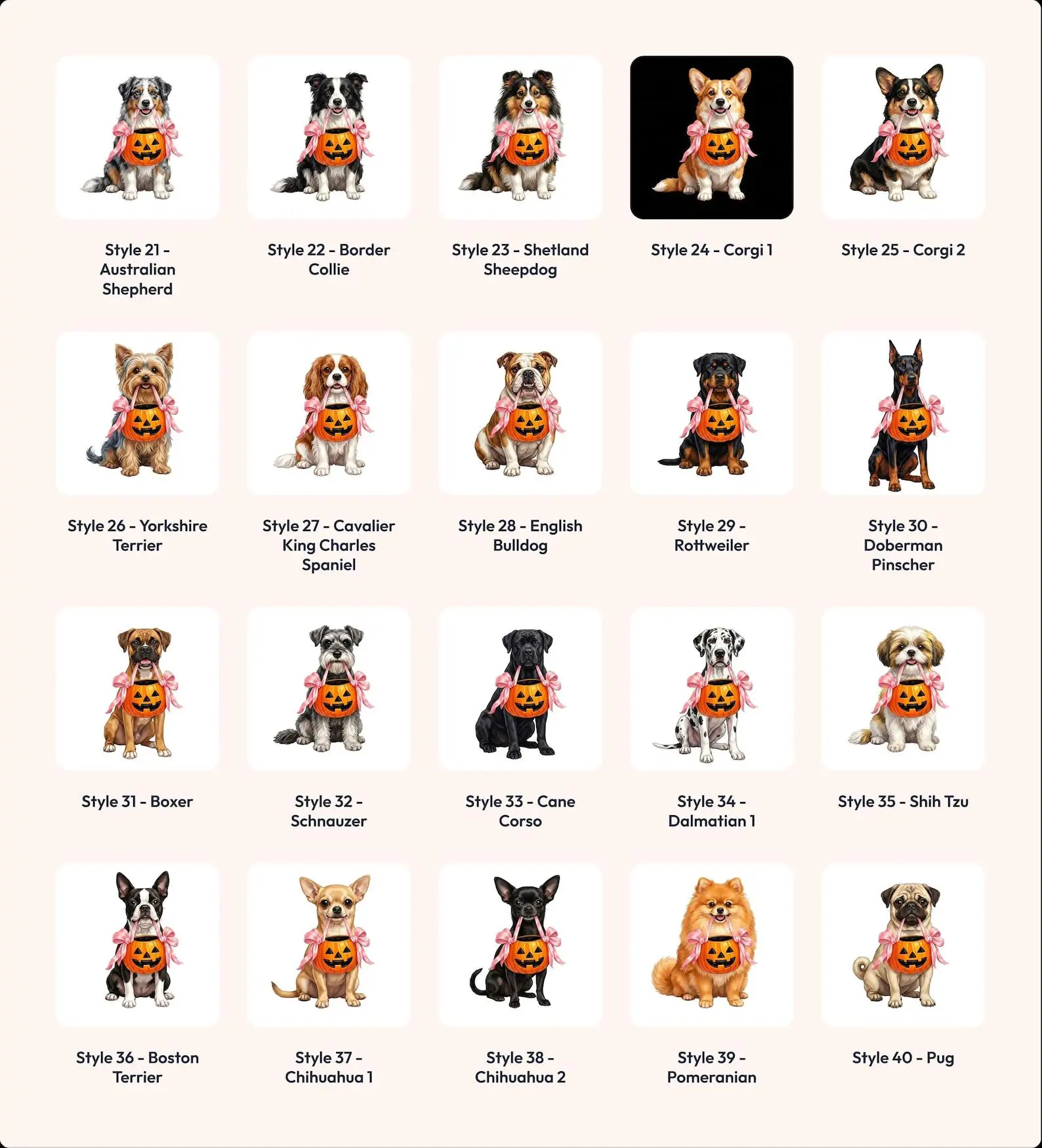 50+ Dog Breeds Halloween Comfort Colors Shirt, Cute Pumpkin Basket Graphic Tee, Custom Pet Mom Gift - photo 3