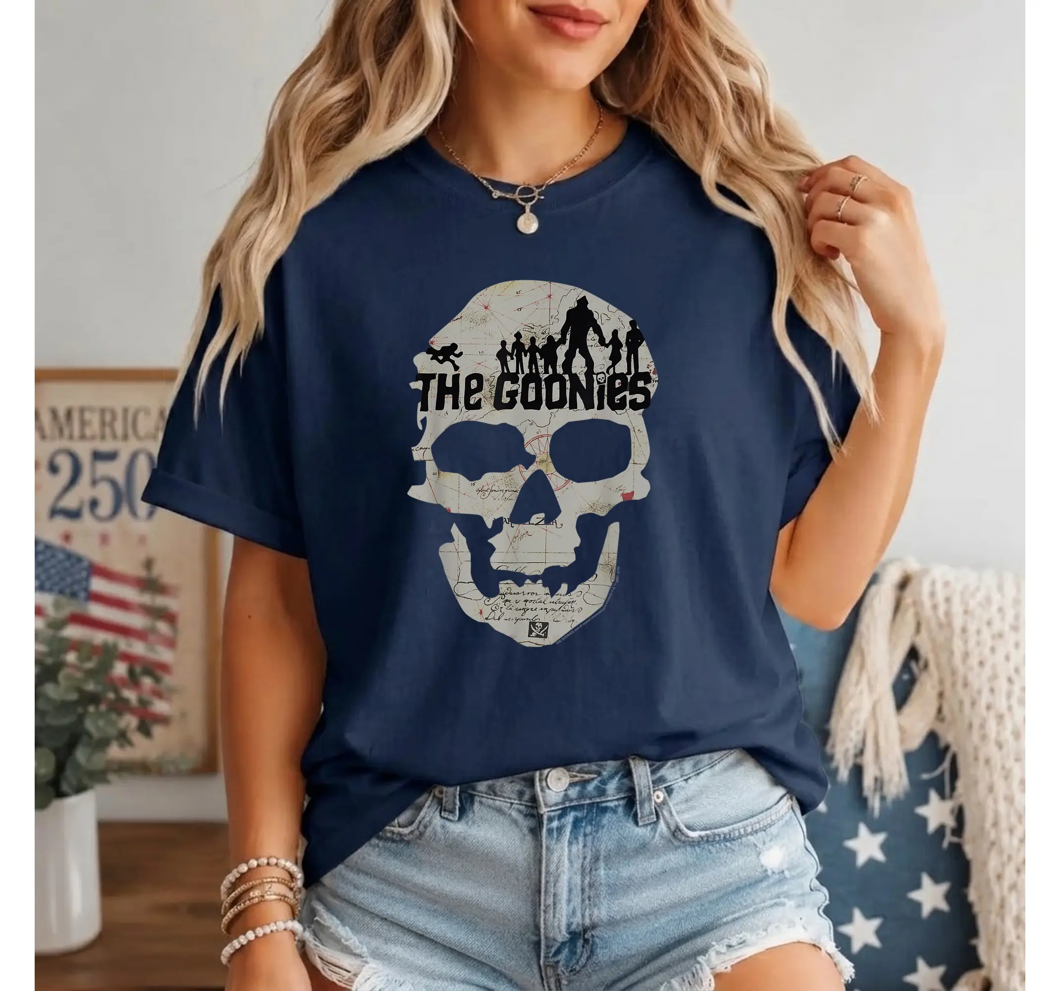80s Movie Treasure Map Skeleton Graphic Tee, Vintage Poster Aesthetic Shirt