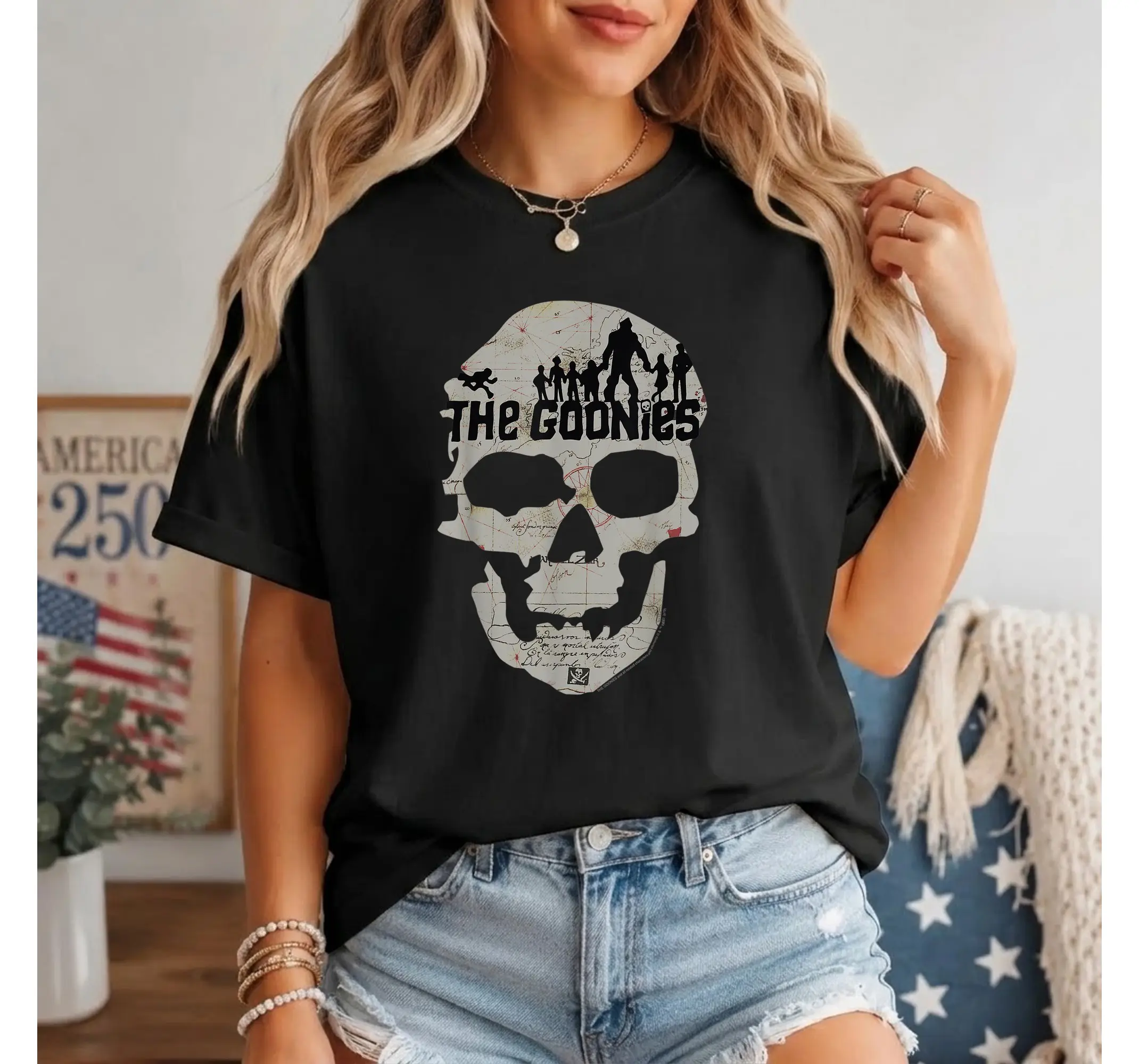 80s Movie Treasure Map Skeleton Graphic Tee, Vintage Poster Aesthetic Shirt - photo 2