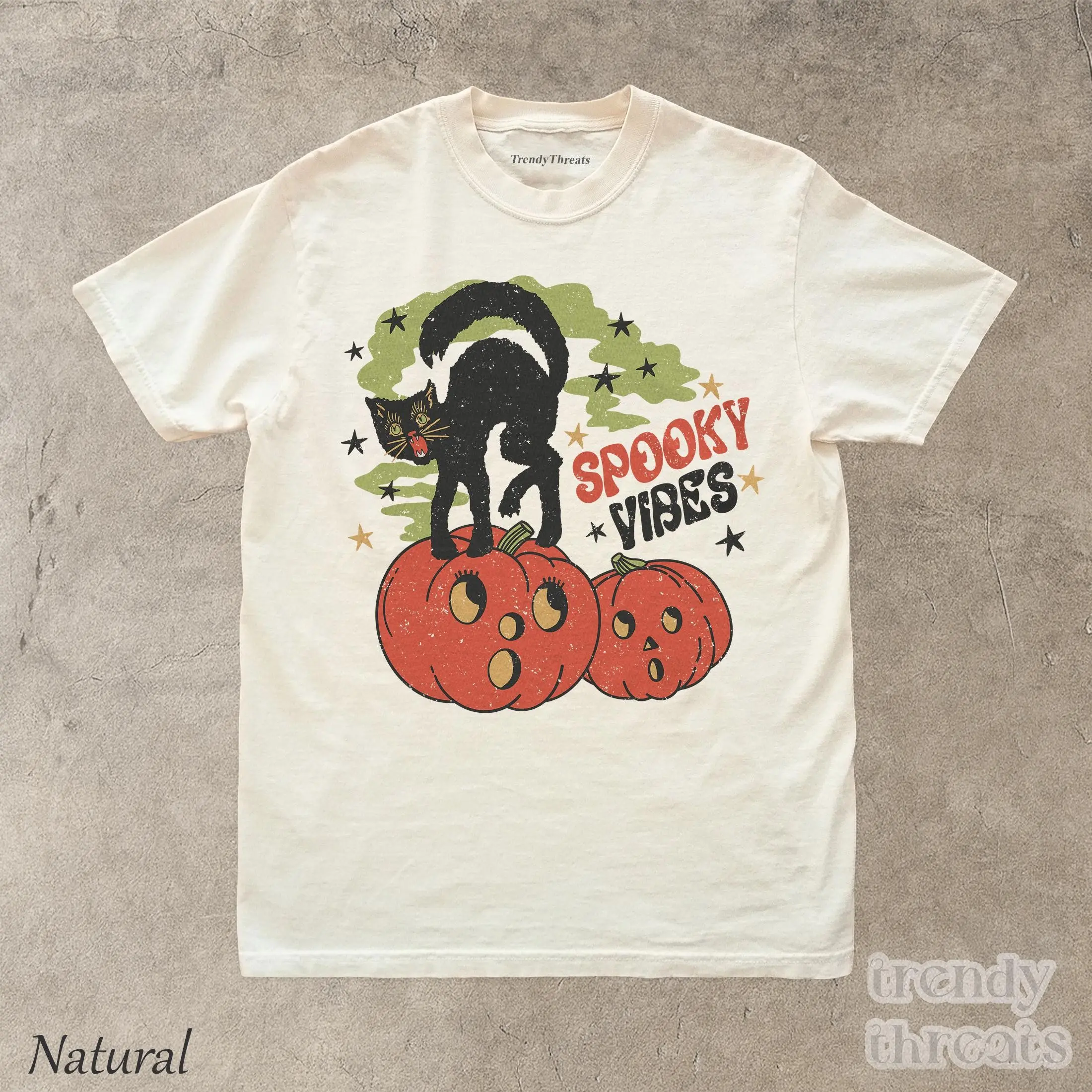 80s Vintage Inspired Halloween Shirt, Retro Black Cat Mom Graphic Tee, Spooky Season Pumpkin Fall Unisex Top - photo 2