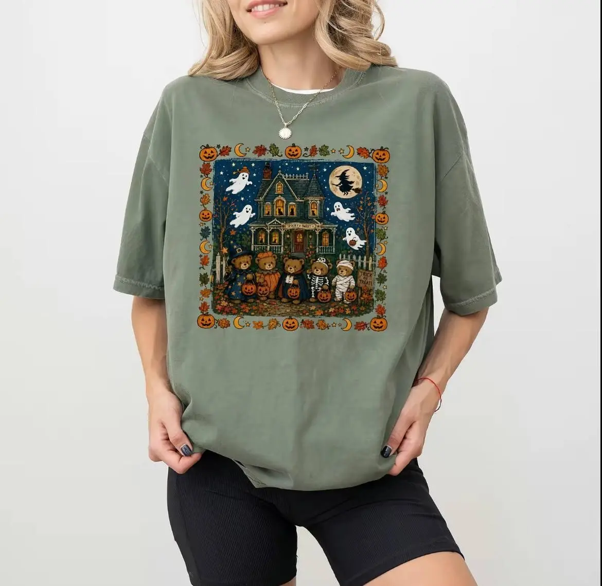 Comfort Colors 90s Bears Halloween Shirt, Trick or Treat Pumpkin Lover Graphic Tee Gift - photo 4