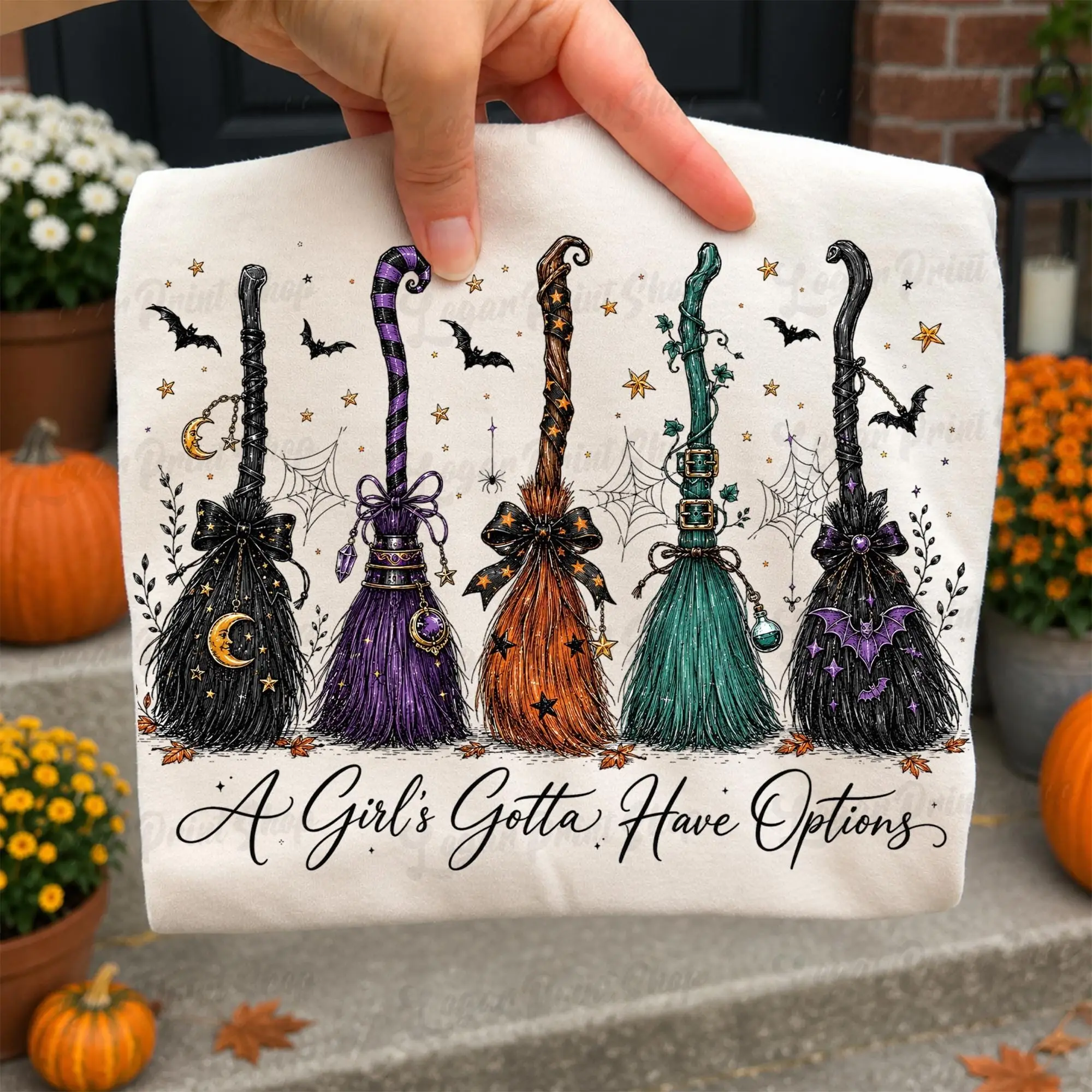 A Girl Gotta Have Options Retro Halloween Witch Sweatshirt, Vintage Spooky Broom Graphic for Women - photo 3