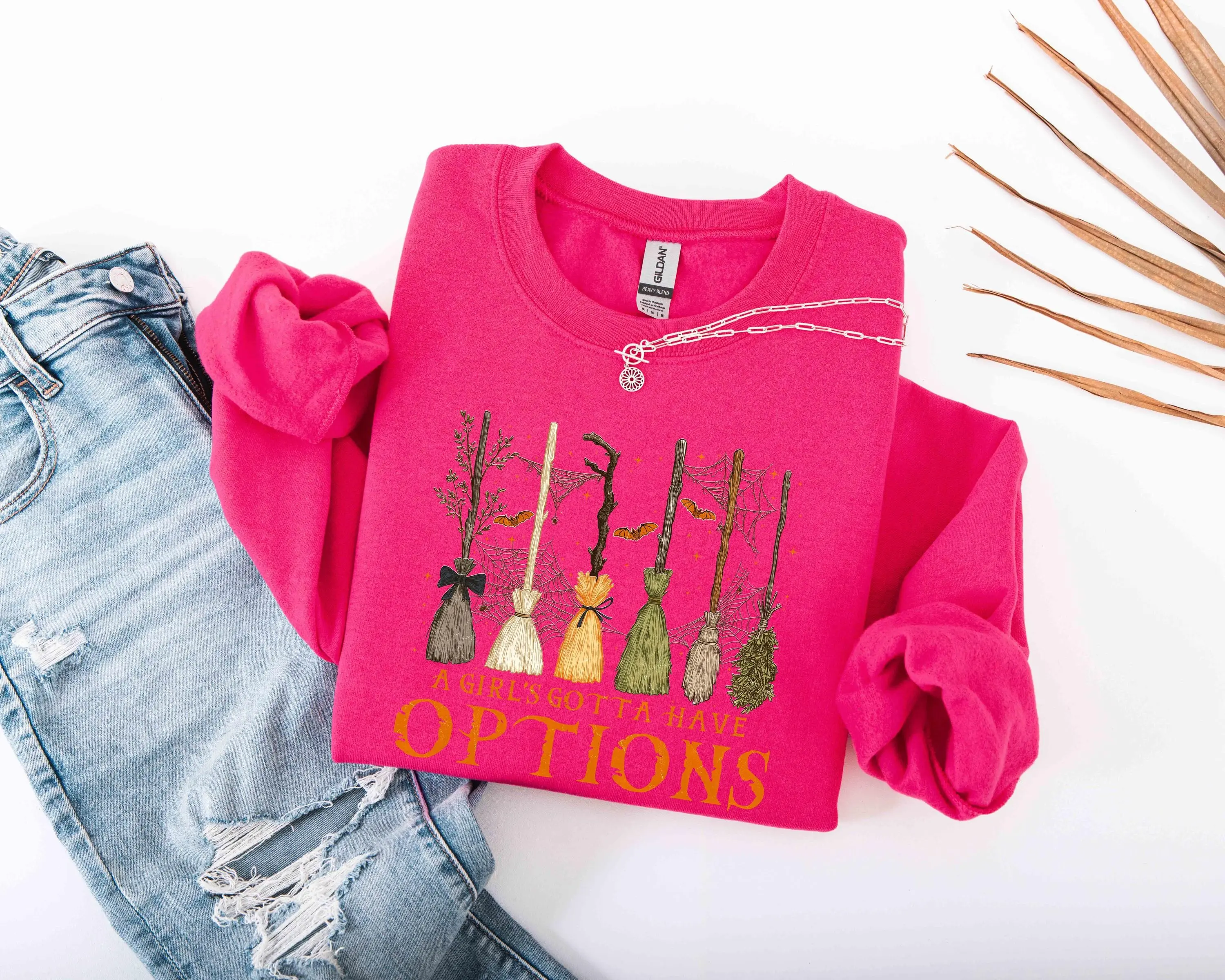 A Girl Gotta Have Options Sweatshirt, Retro Witches Halloween Crewneck, Trendy Spooky Season Witchy Gift - photo 4