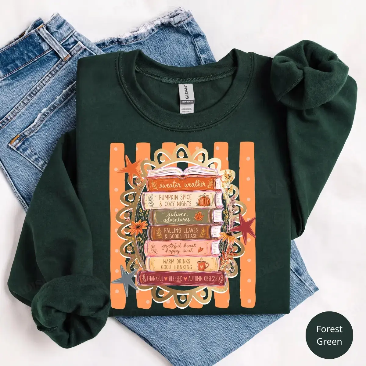 All Booked for Fall Gildan Sweatshirt, Preppy Book Lover Graphic, Cozy Autumn Reading Shirt, Pumpkin Spice Bookish Gift - photo 5