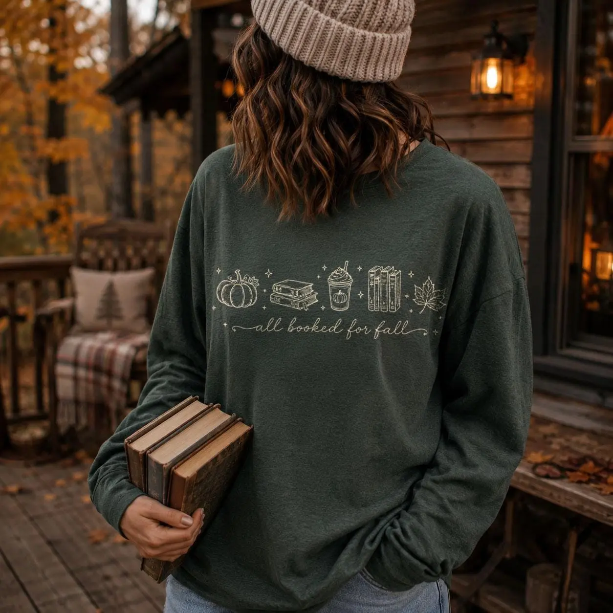 All Booked For Fall Hoodie, Cozy Bookish Autumn Reading Book Lover Graphic Pullover