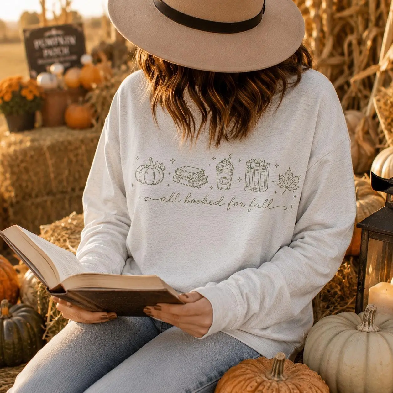 All Booked For Fall Sweatshirt, Cozy Bookish Autumn Reading Book Lover Graphic Top - photo 5