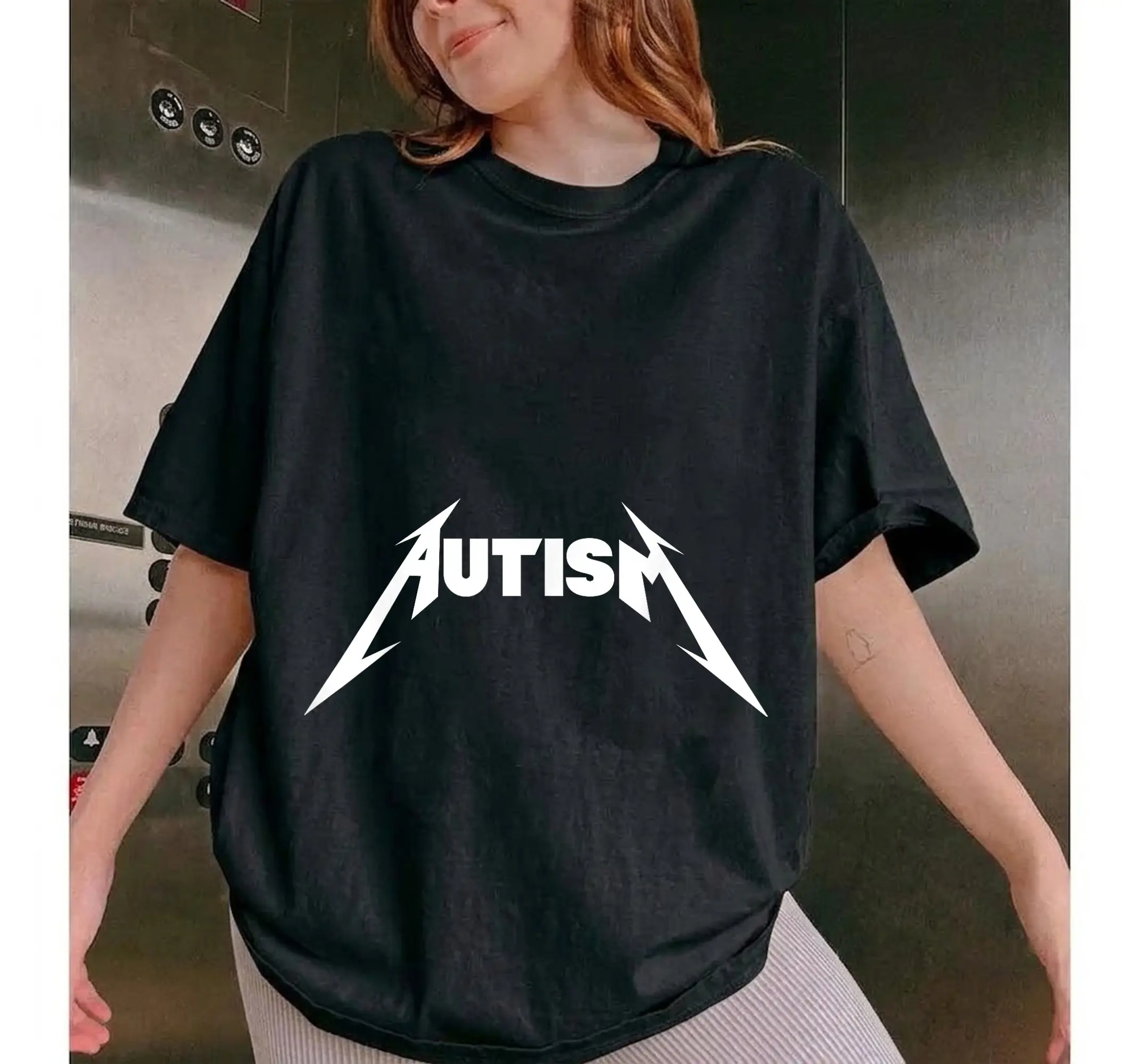 Autism Meme Heavy Metal Skeleton Graphic Tee, Funny Unisex Rock T-Shirt