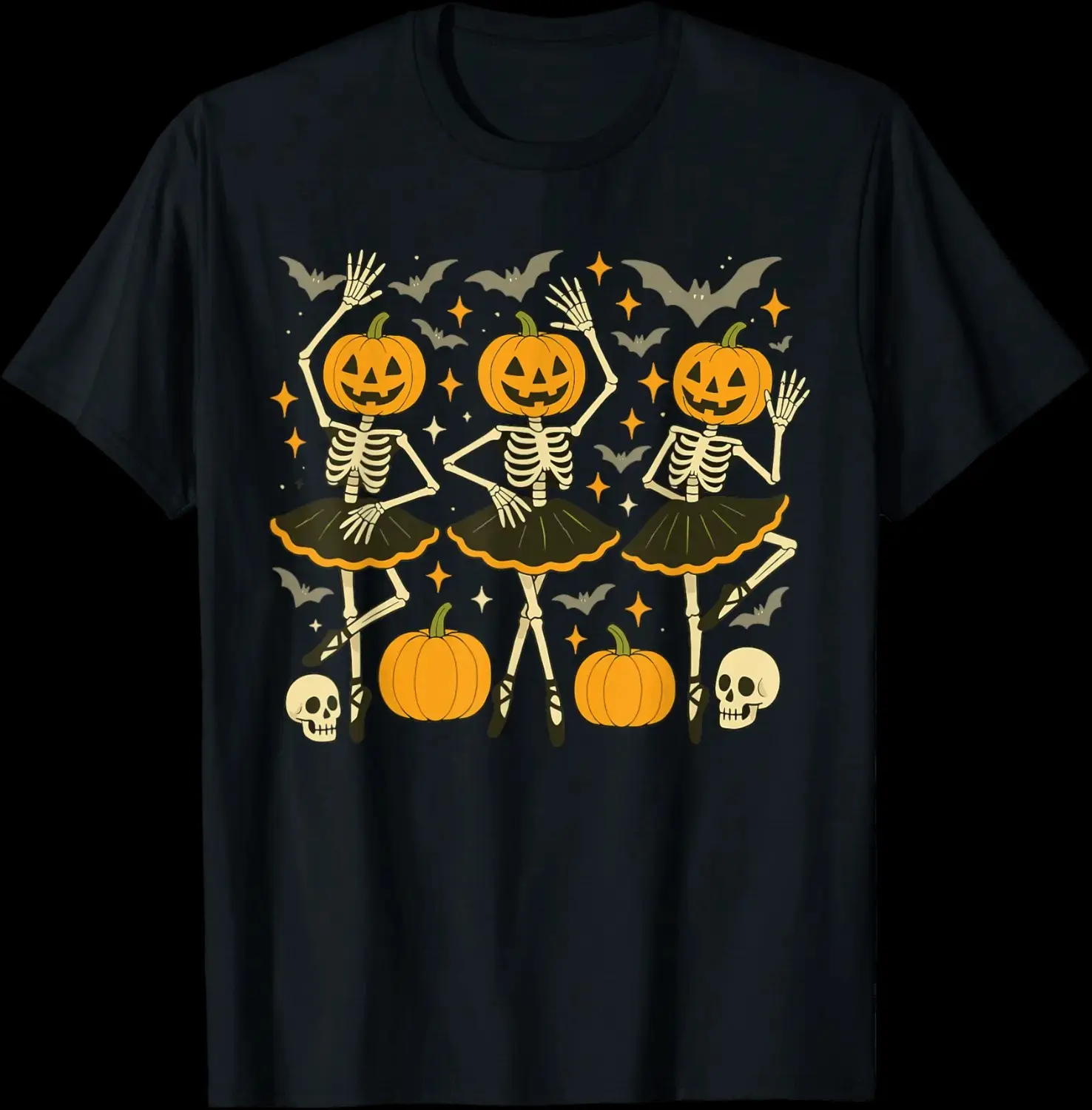 Comfort Colors Ballet Skeleton Halloween T-Shirt, Funny Dance Pumpkin Cute Spooky Season Tee for Women