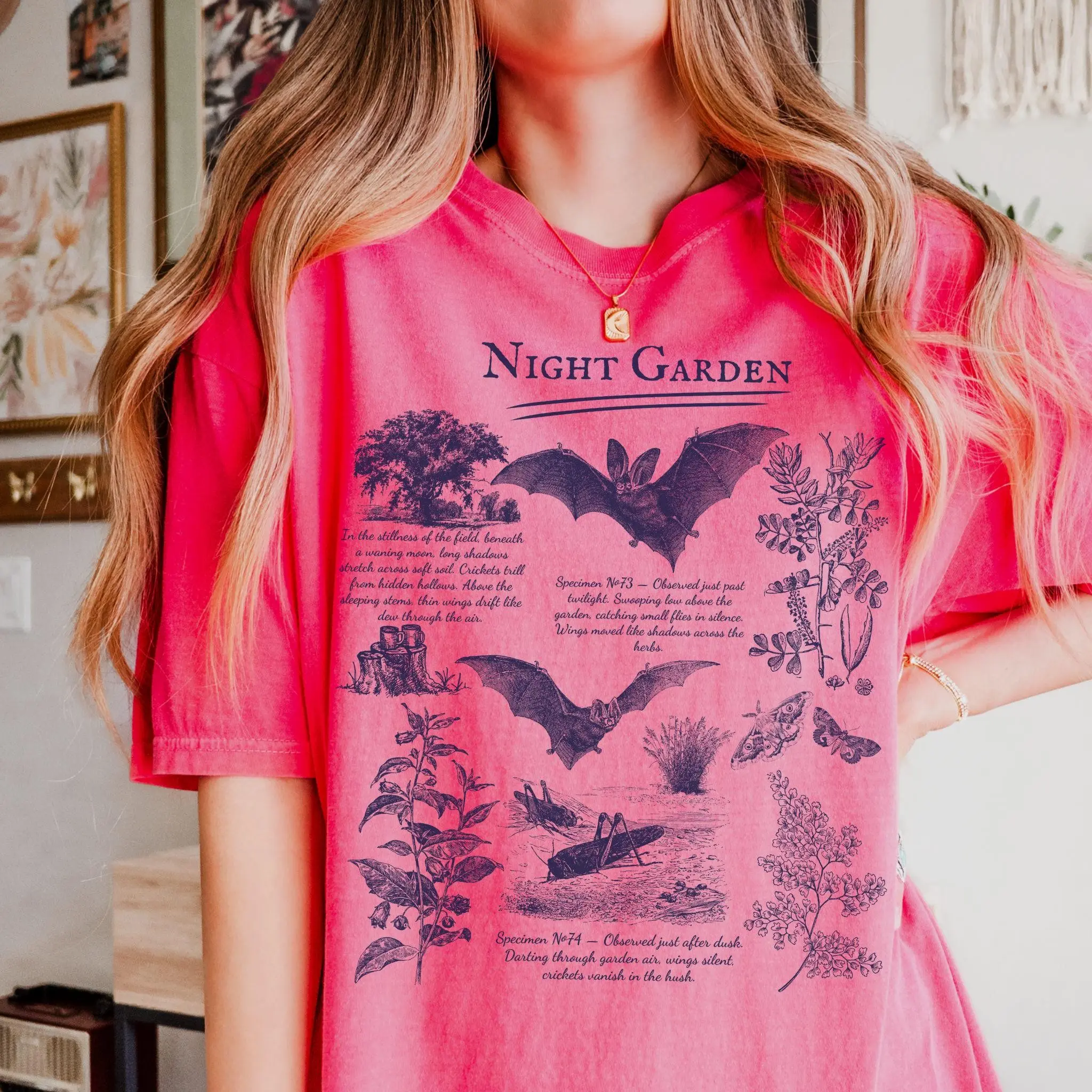 Bat Comfort Colors Shirt, Floral Goblincore Nu-Goth Retro Aesthetic Halloween Bats Oversized Tee, Lover Gift - photo 5