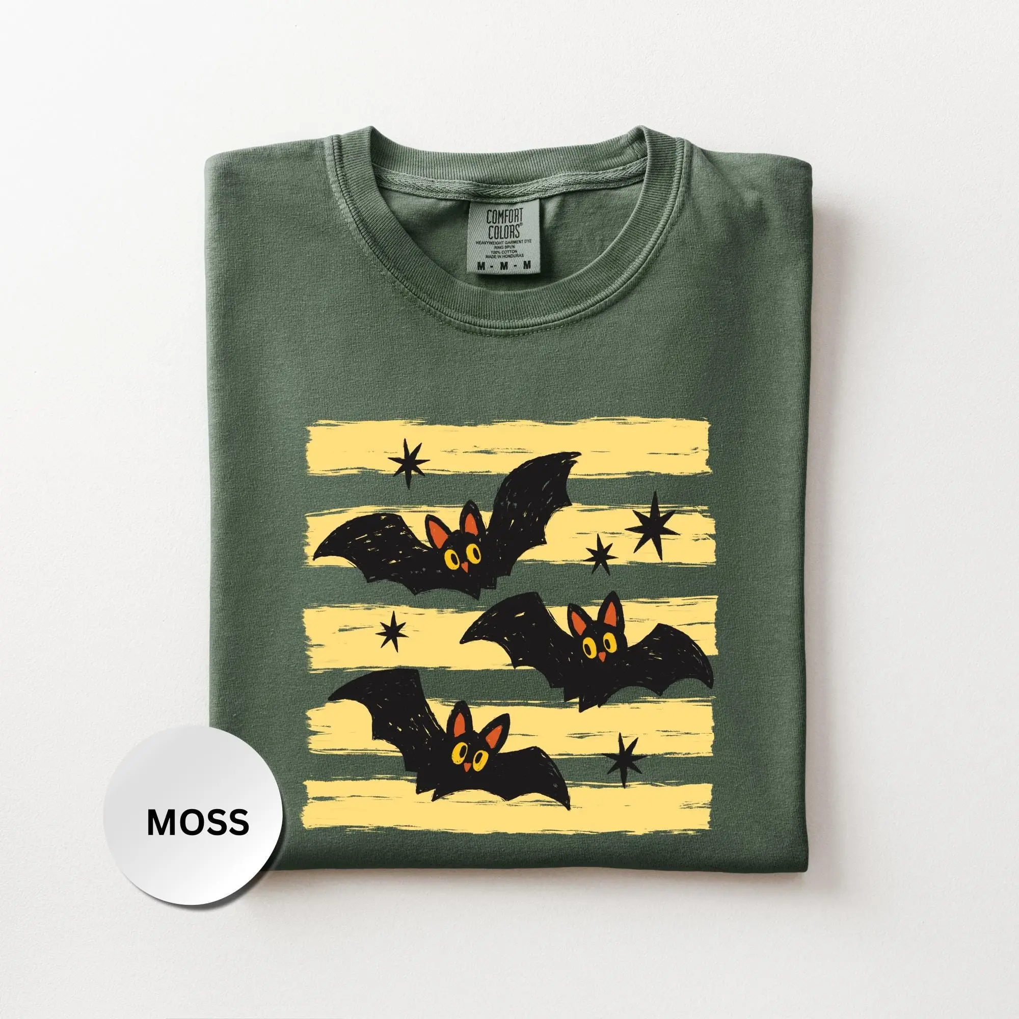 Comfort Colors Bat Shirt, Cute Retro Halloween Graphic Tee, Spooky Season Fall Gift Top