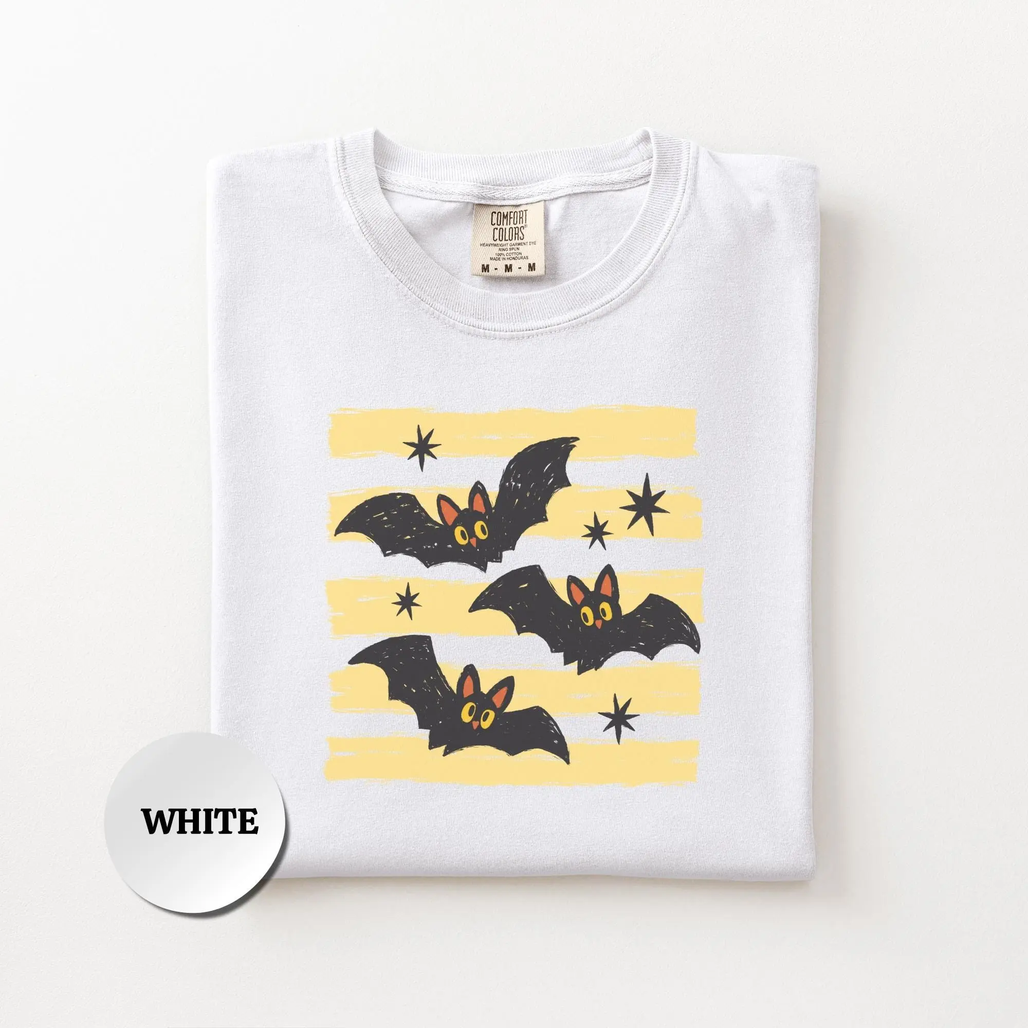 Comfort Colors Bat Shirt, Cute Retro Halloween Graphic Tee, Spooky Season Fall Gift Top - photo 2