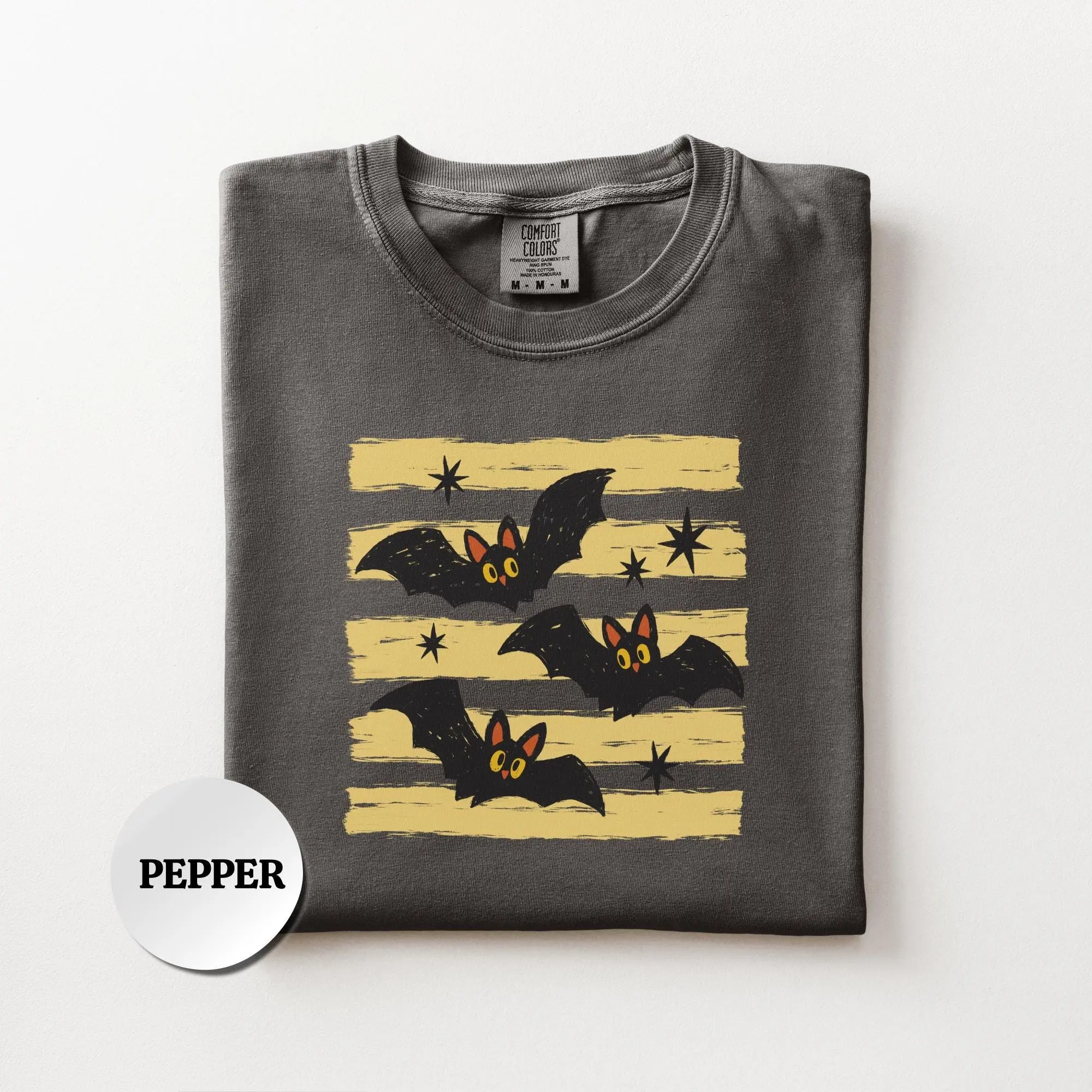 Comfort Colors Bat Shirt, Cute Retro Halloween Graphic Tee, Spooky Season Fall Gift Top - photo 4