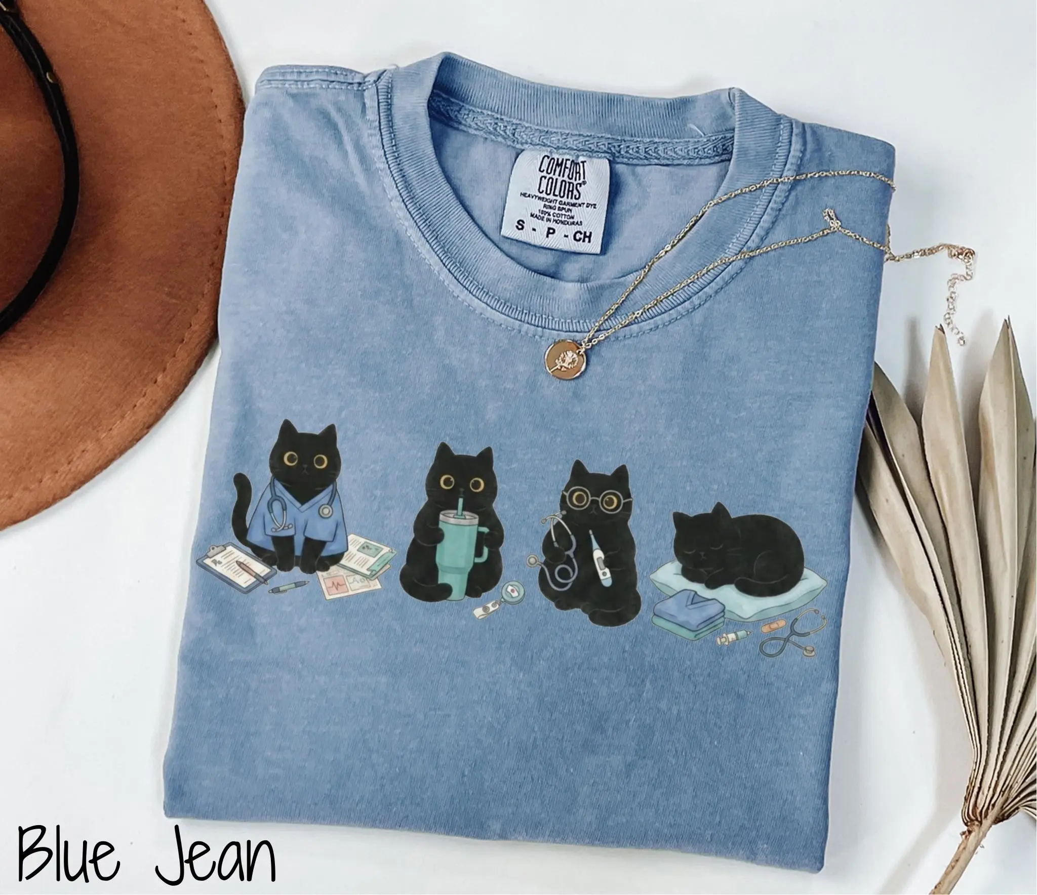 Black Cat Nurse Shirt, Cute Nursing Graphic Tee, Funny RN CNA Life Top, Student Gift for Women - photo 5