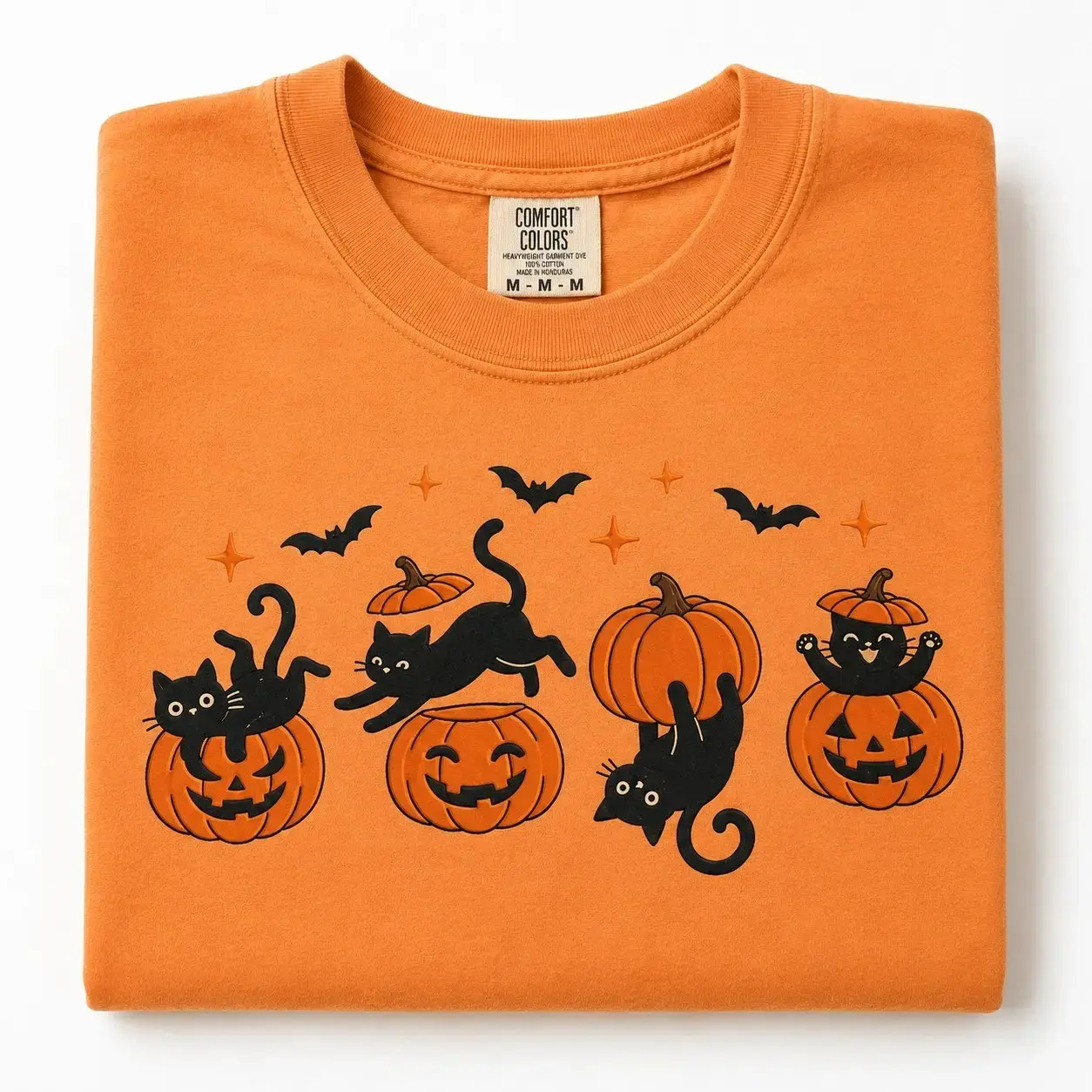 Black Cat on Pumpkin Comfort Colors Tee, Womens Halloween Spooky Season Shirt, Cute Fall Cat Mom Lover Gift - photo 2