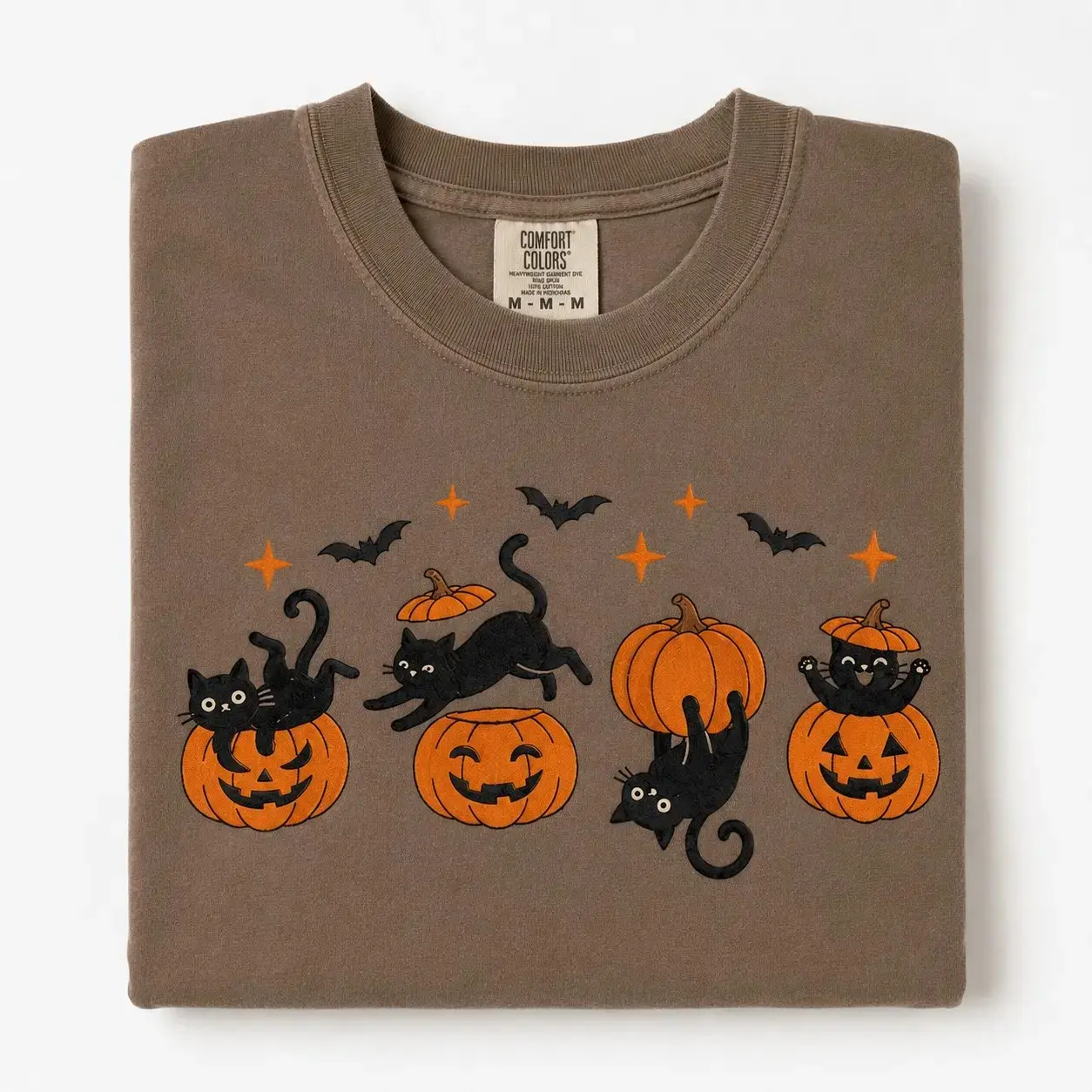 Black Cat on Pumpkin Comfort Colors Tee, Womens Halloween Spooky Season Shirt, Cute Fall Cat Mom Lover Gift - photo 5