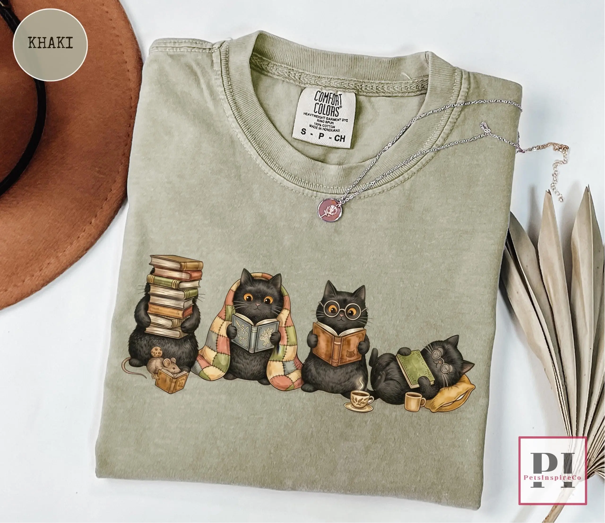 Comfort Colors Black Cat Reading Shirt, Bookish Librarian Tee, Cozy Reader Book Lover Cat Mom Gift