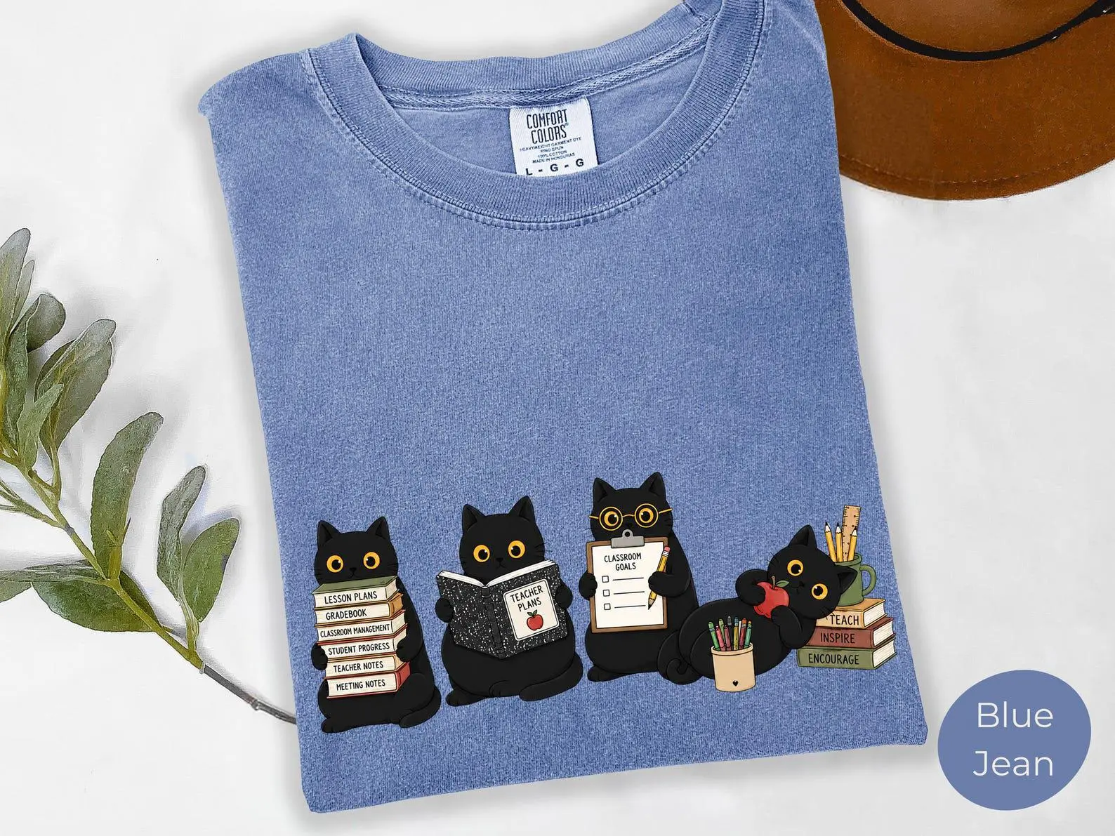 Comfort Colors Black Cat Teacher Shirt, Cute Funny First Day Back to School Appreciation Gift Tee - photo 2