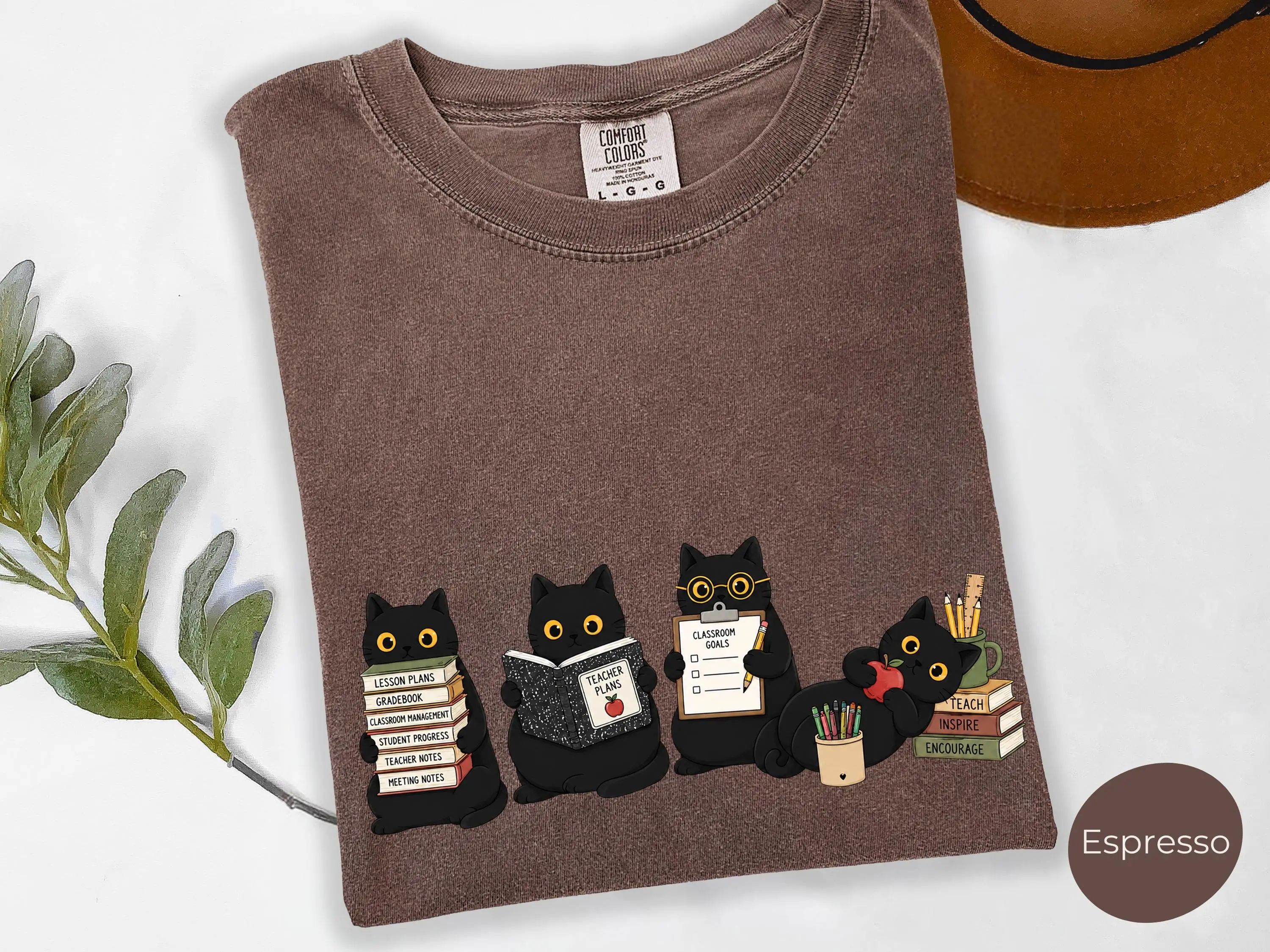 Comfort Colors Black Cat Teacher Shirt, Funny First Day Back to School Appreciation Gift Tee for Women - photo 4