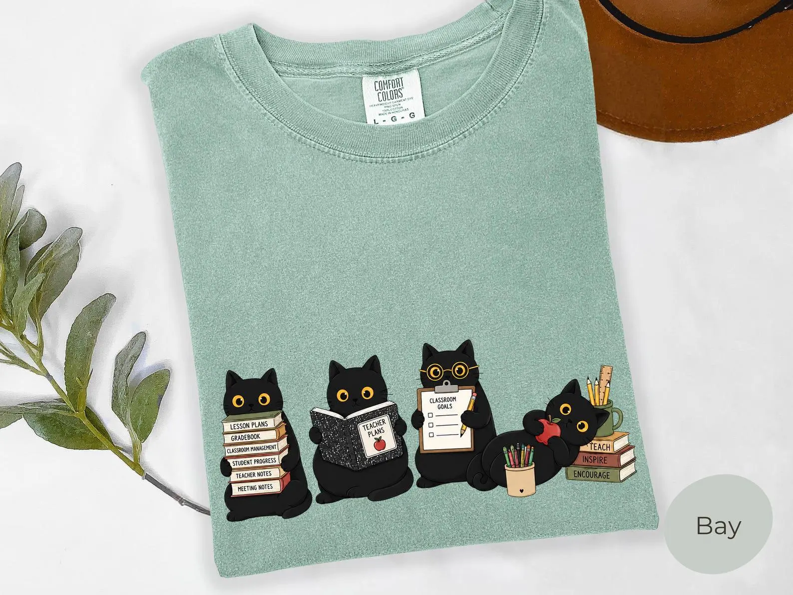 Comfort Colors Black Cat Teacher Shirt, Cute Funny First Day Back to School Appreciation Gift Tee - photo 5