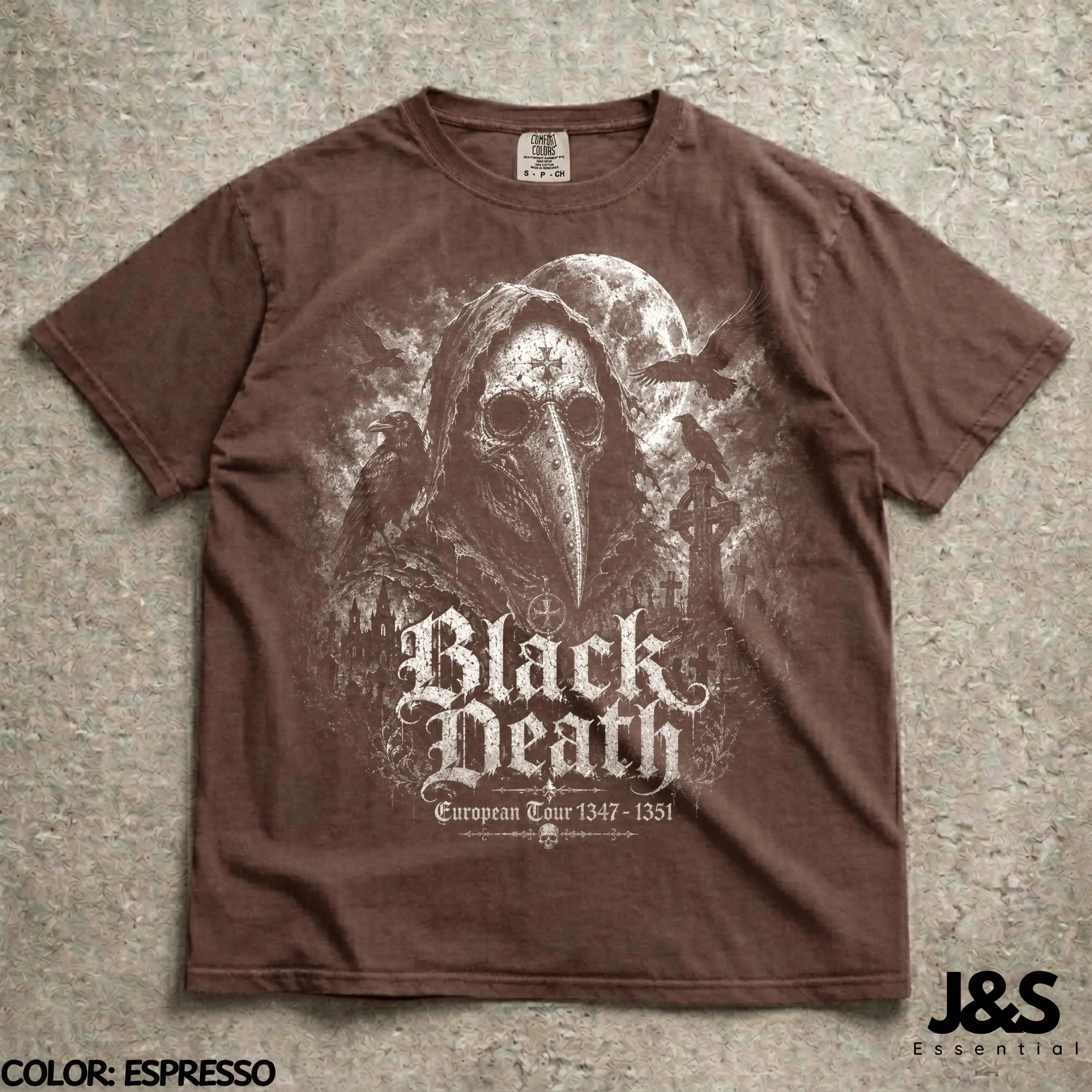 Black Death Plague Doctor Shirt, Gothic Horror Dark Academia Goth Tee, Medieval Grim Reaper Halloween Graphic Top - photo 2
