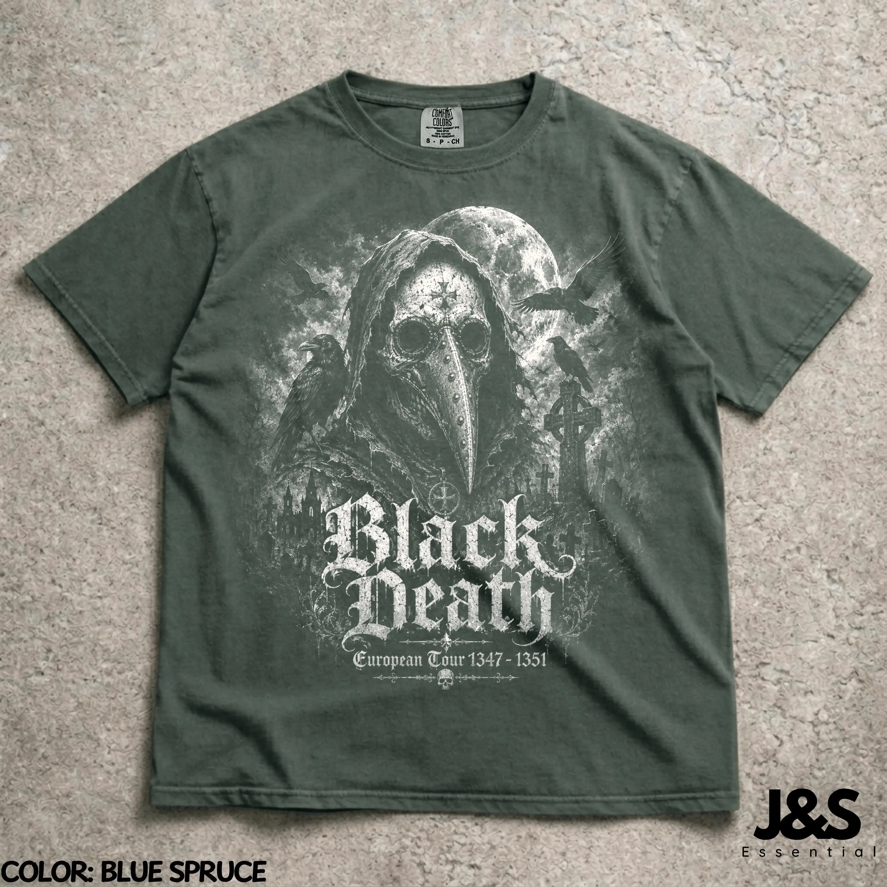 Black Death Plague Doctor Shirt, Gothic Horror Dark Academia Goth Tee, Medieval Grim Reaper Halloween Graphic Top - photo 4