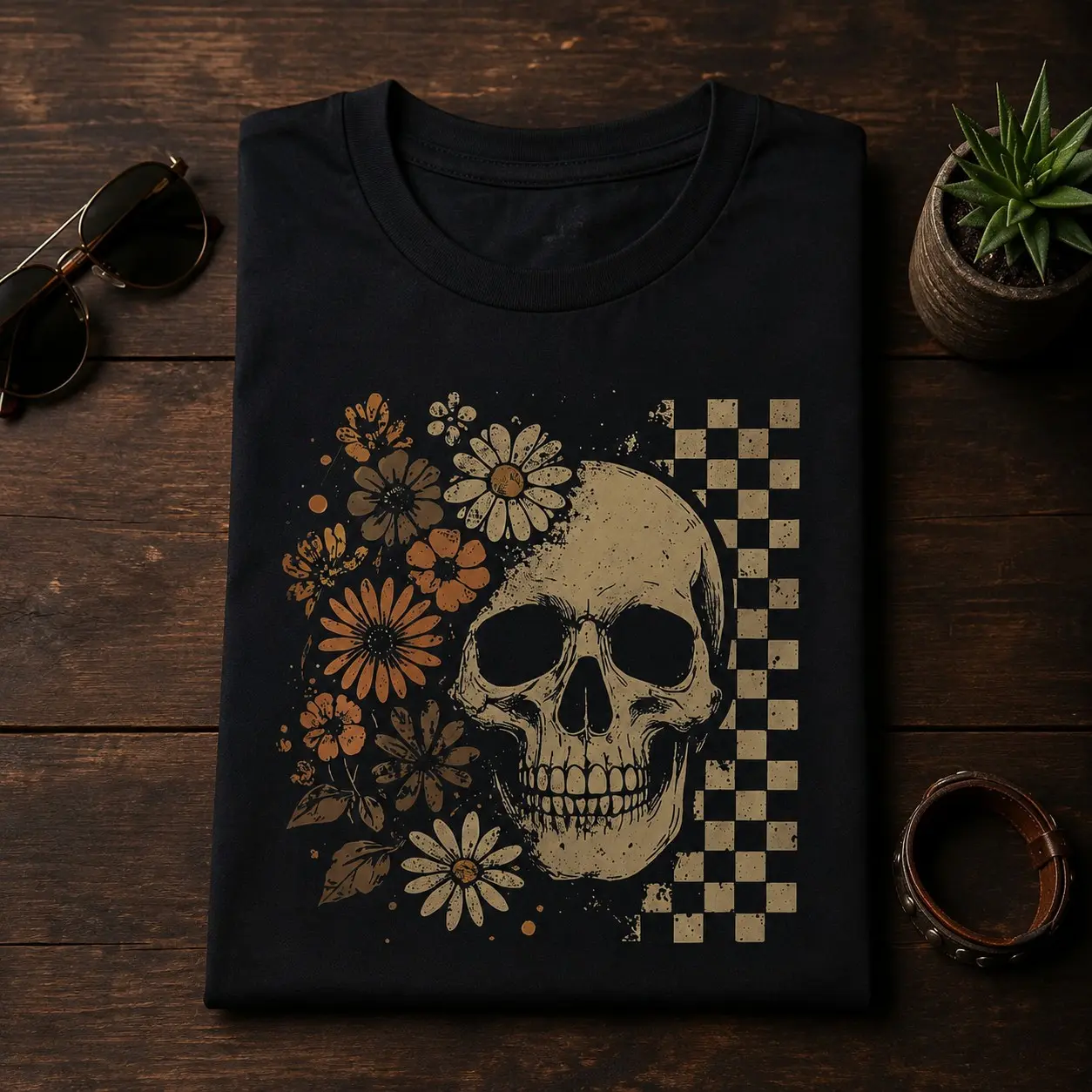 Boho Skull Graphic Sweatshirt for Women, Vintage Grunge Retro Distressed Cute Spooky Summerween Crewneck - photo 4