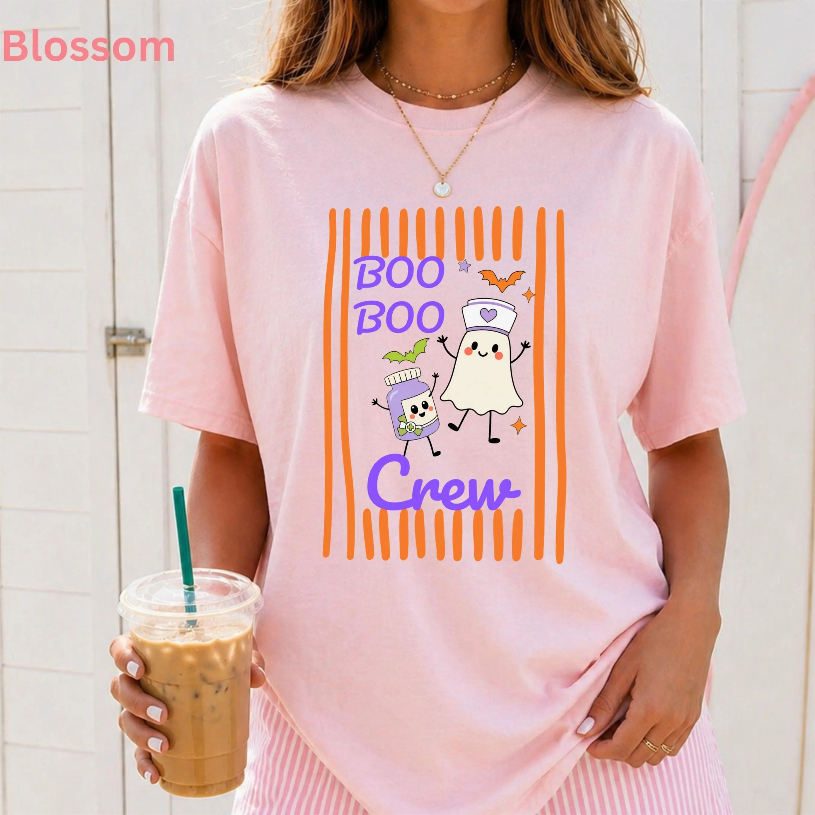 Comfort Colors Boo Boo Crew Nurse Halloween Shirt, Funny Ghost Spooky Season Fall Gift Tee