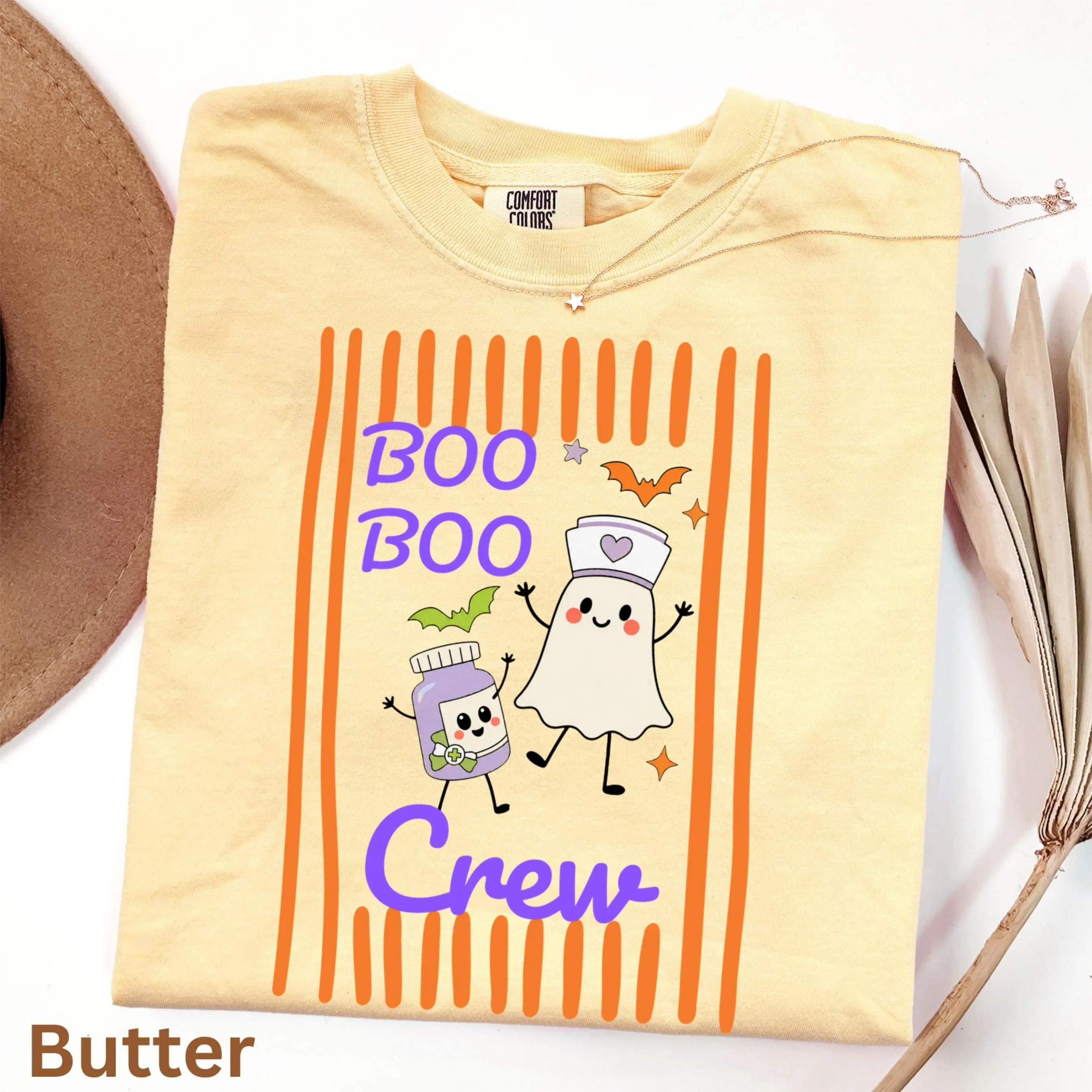 Comfort Colors Boo Boo Crew Nurse Halloween Shirt, Funny Ghost Spooky Season Fall Gift Tee - photo 2