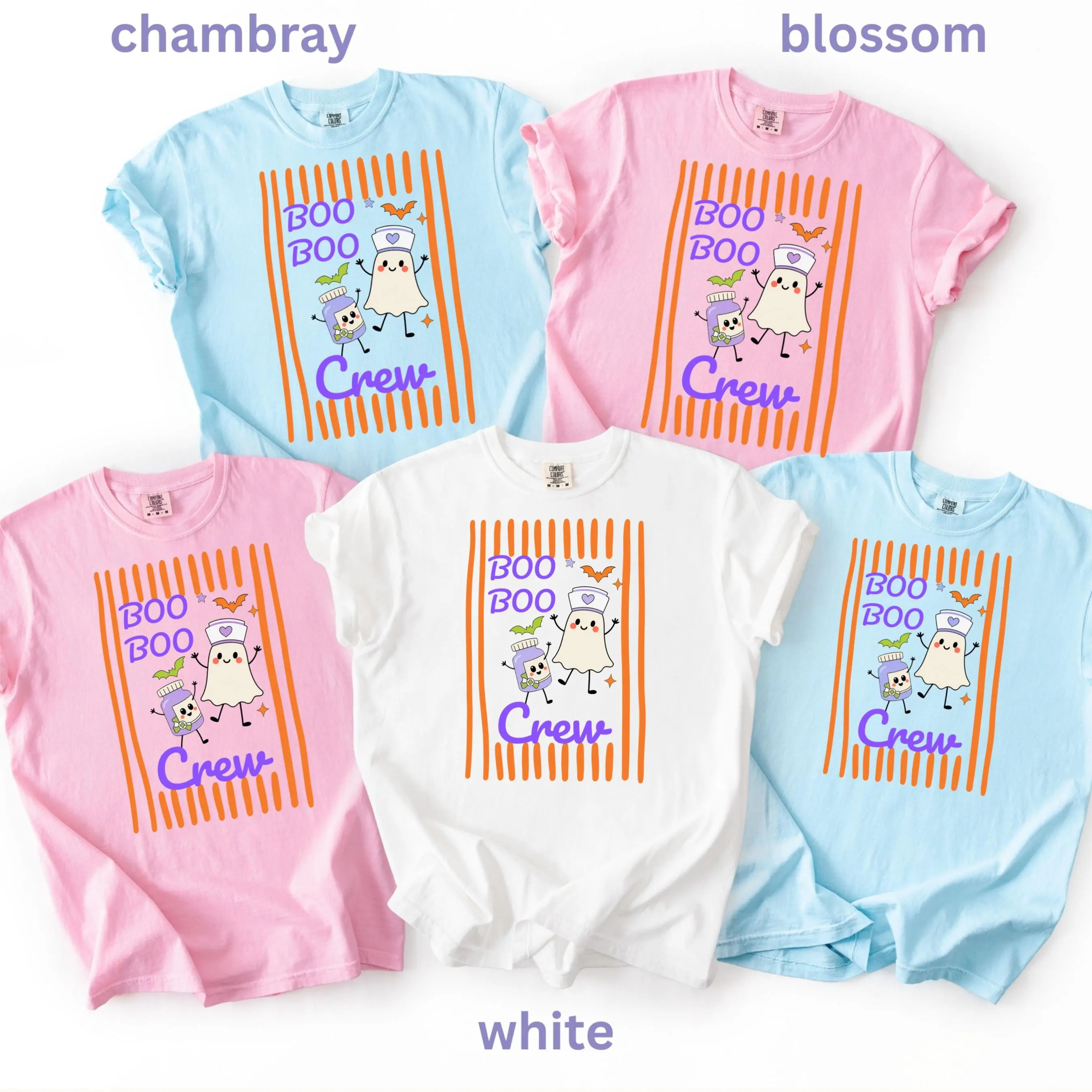 Comfort Colors Boo Boo Crew Nurse Halloween Shirt, Funny Ghost Spooky Season Fall Gift Tee - photo 4