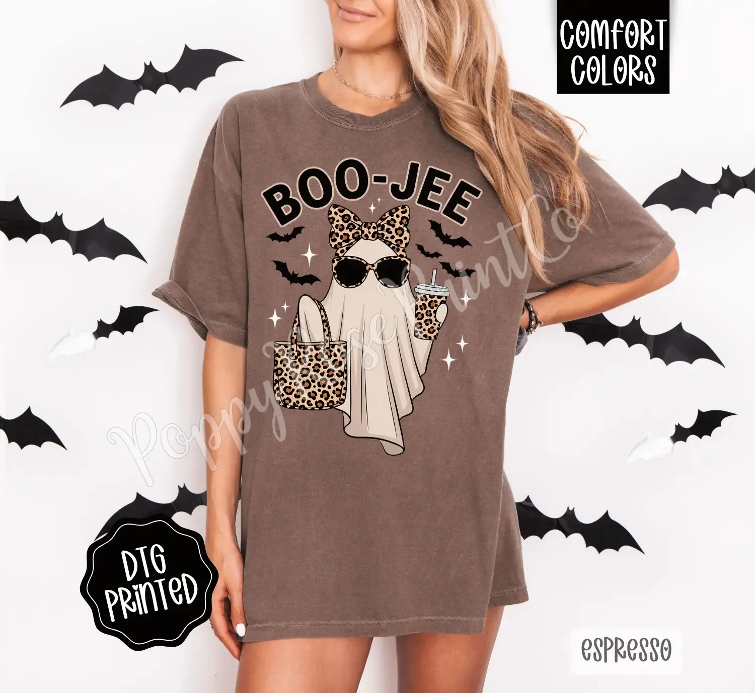 Comfort Colors Boo-Jee Boujee Ghost Shirt, Trendy Cute Womens Halloween Fall Graphic Tee - photo 2