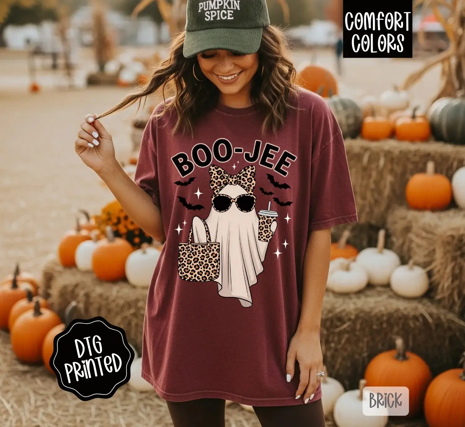 Comfort Colors Boo-Jee Boujee Ghost Shirt, Trendy Cute Womens Halloween Fall Graphic Tee - photo 3