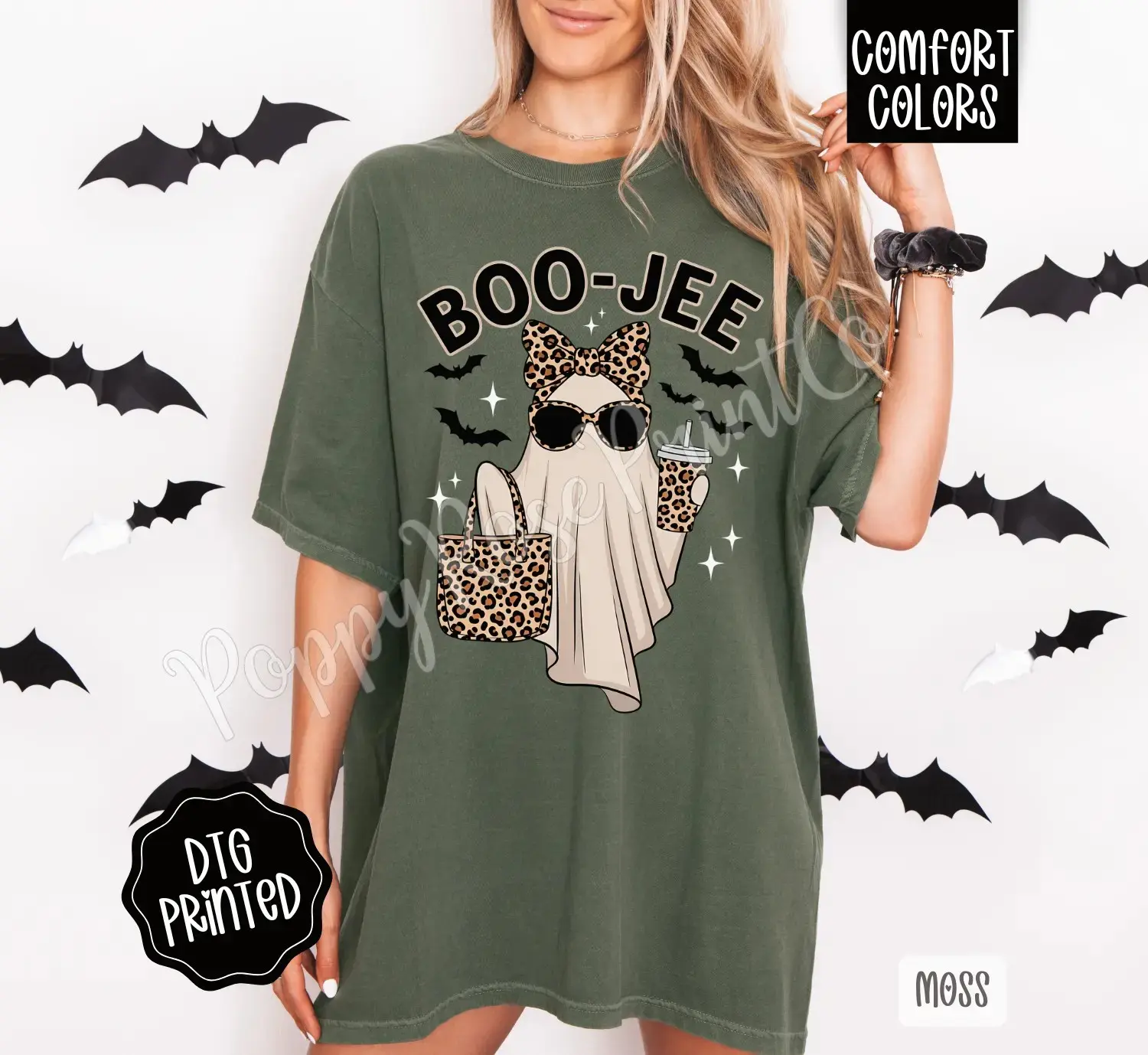 Comfort Colors Boo-Jee Boujee Ghost Shirt, Trendy Cute Womens Halloween Fall Graphic Tee - photo 5