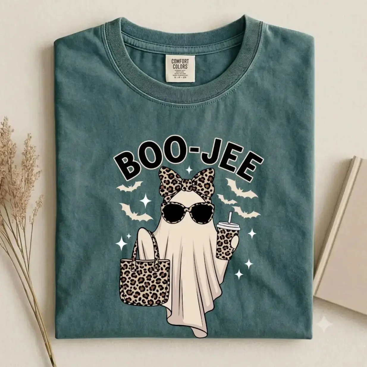 Boo-jee Halloween T-Shirt, Comfort Colors Leopard Ghost Graphic Tee, Cute Funny Trendy Spooky Season Shirt for Her - photo 5