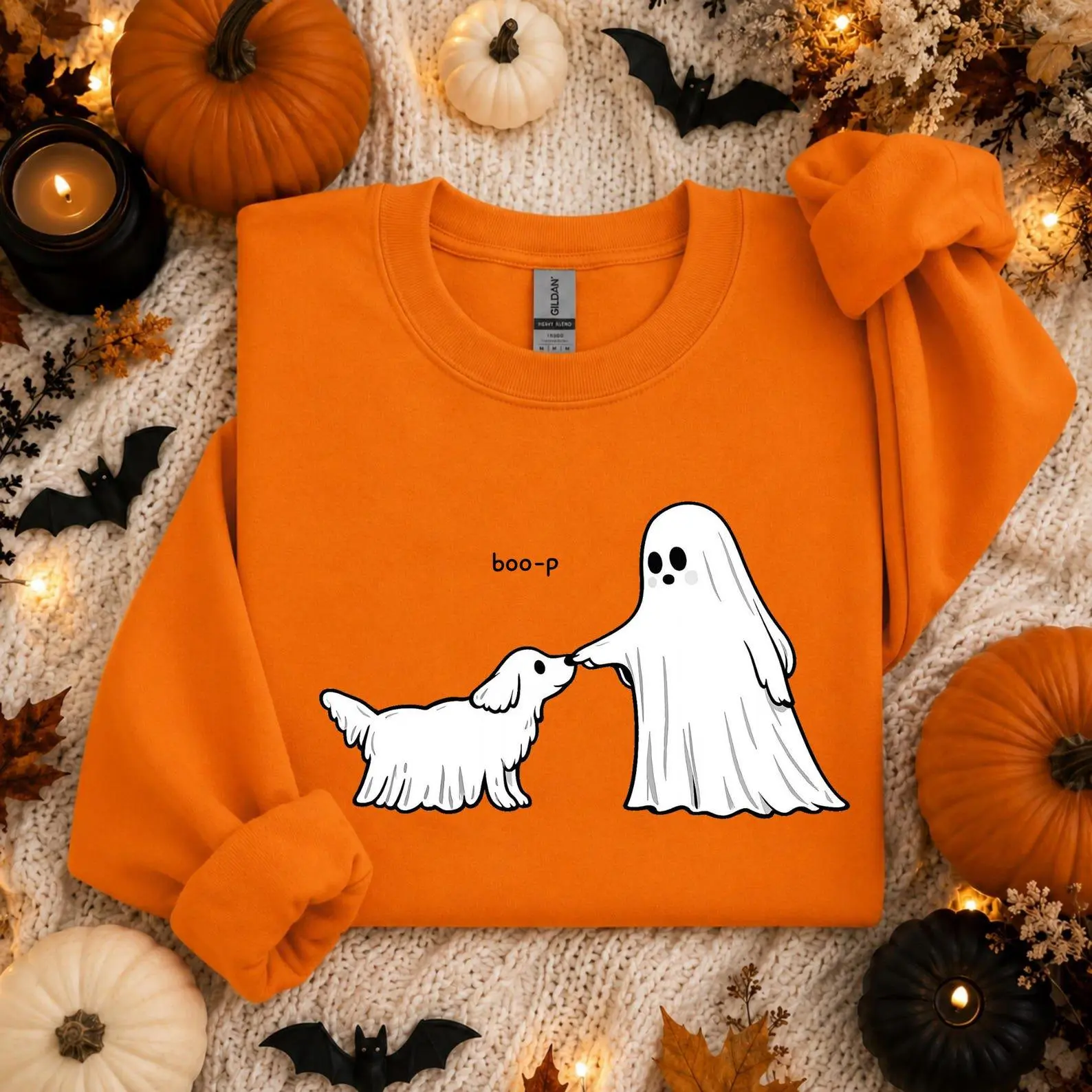 Boo-P Cute Ghost Dog Halloween Shirt, Funny Spooky Season Graphic Tee, Pet Owner Lover Gift