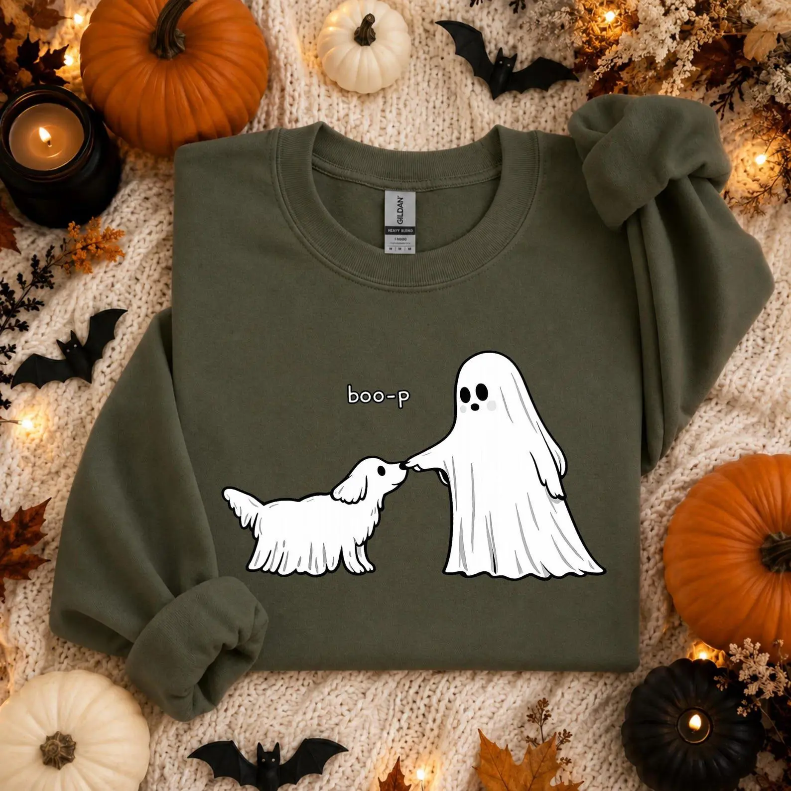 Boo-P Cute Ghost Dog Halloween Shirt, Funny Spooky Season Graphic Tee, Pet Owner Lover Gift - photo 4