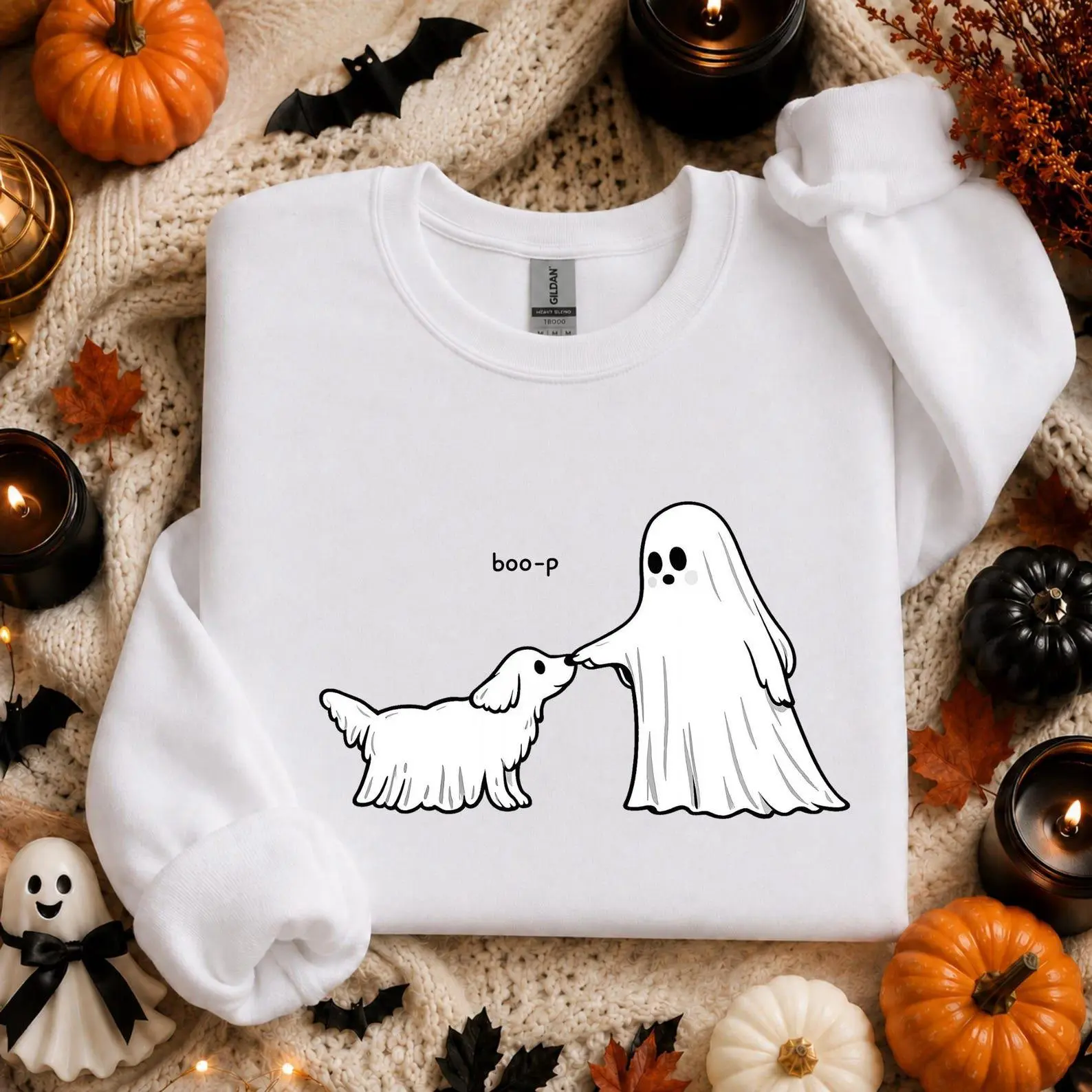 Boo-P Cute Ghost Dog Halloween Shirt, Funny Spooky Season Graphic Tee, Pet Owner Lover Gift - photo 5