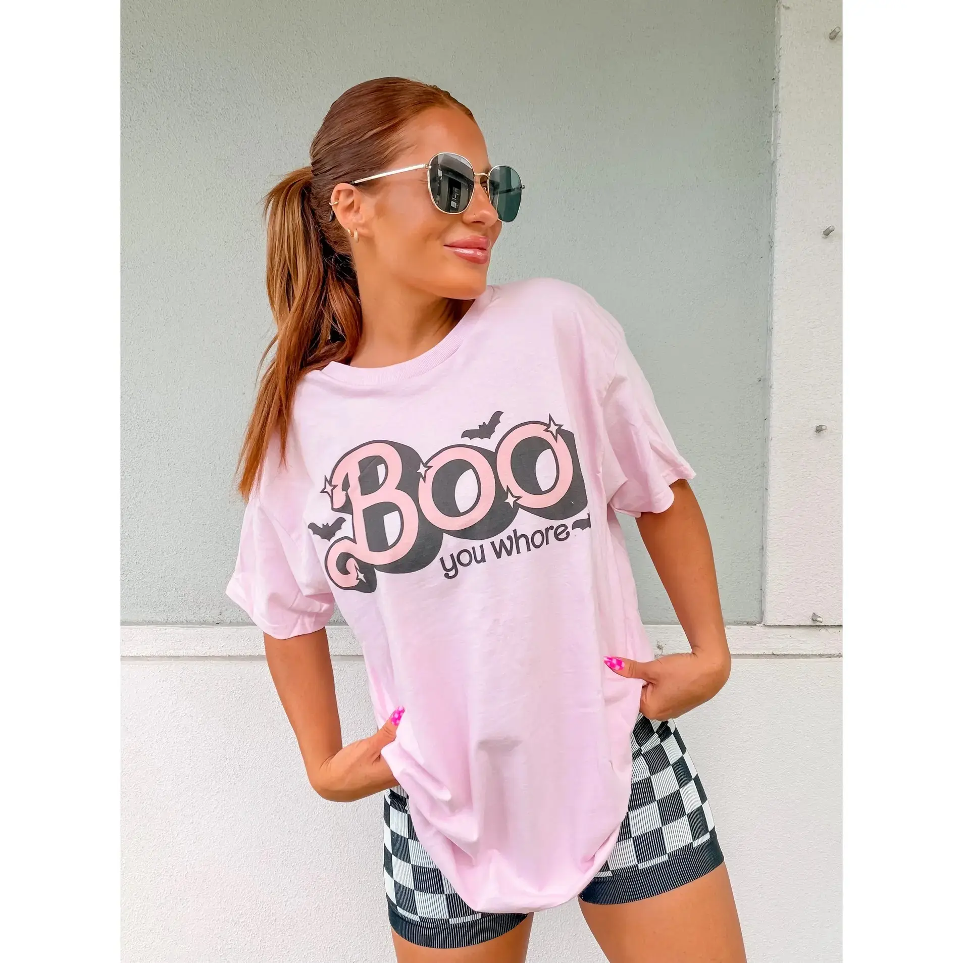 Boo You Womens Halloween Shirt, Funny Ghost Print Cute Fall Costume Casual Short Sleeve Graphic Tee - photo 2