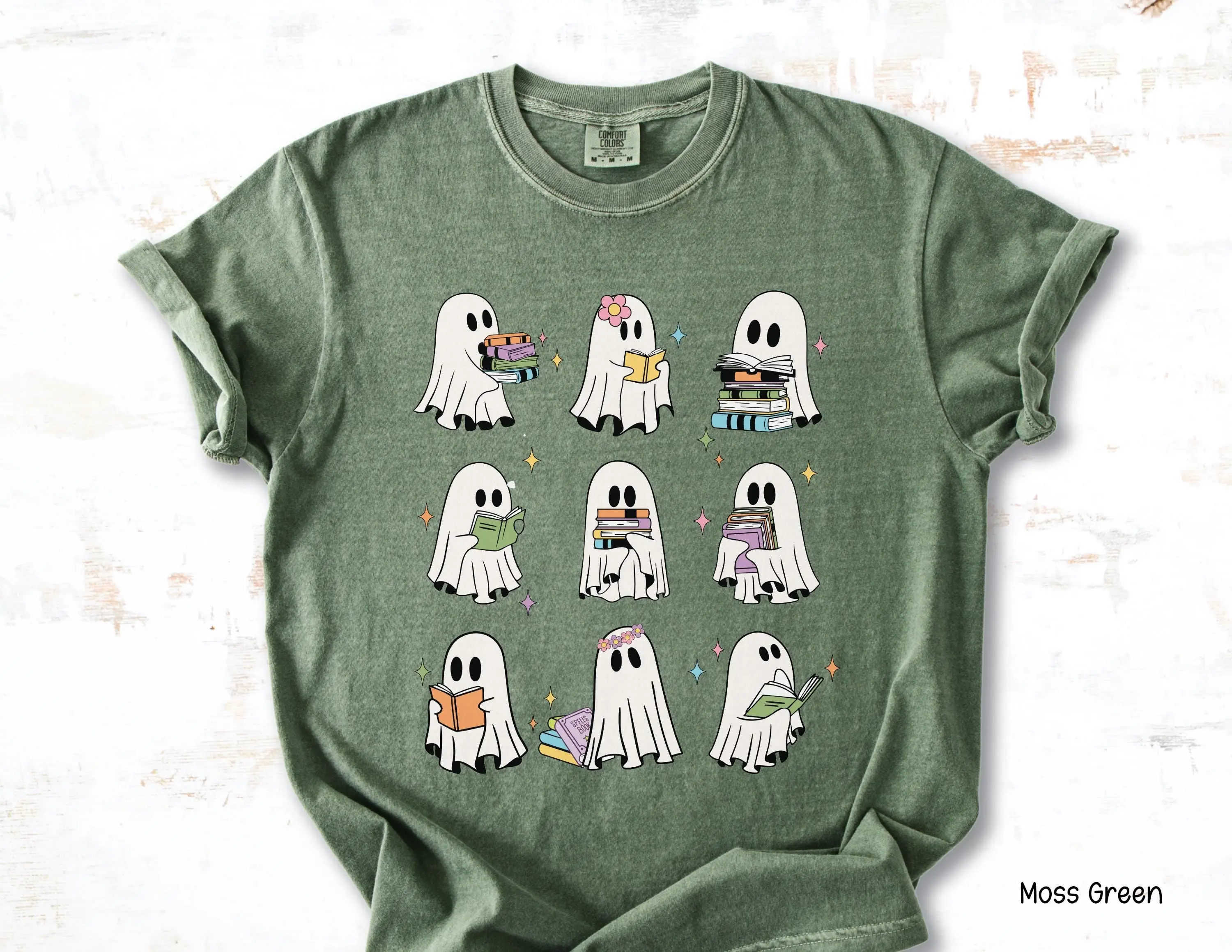 Bookish Halloween Ghost Shirt: Teacher Librarian Spooky Season Tee - photo 3