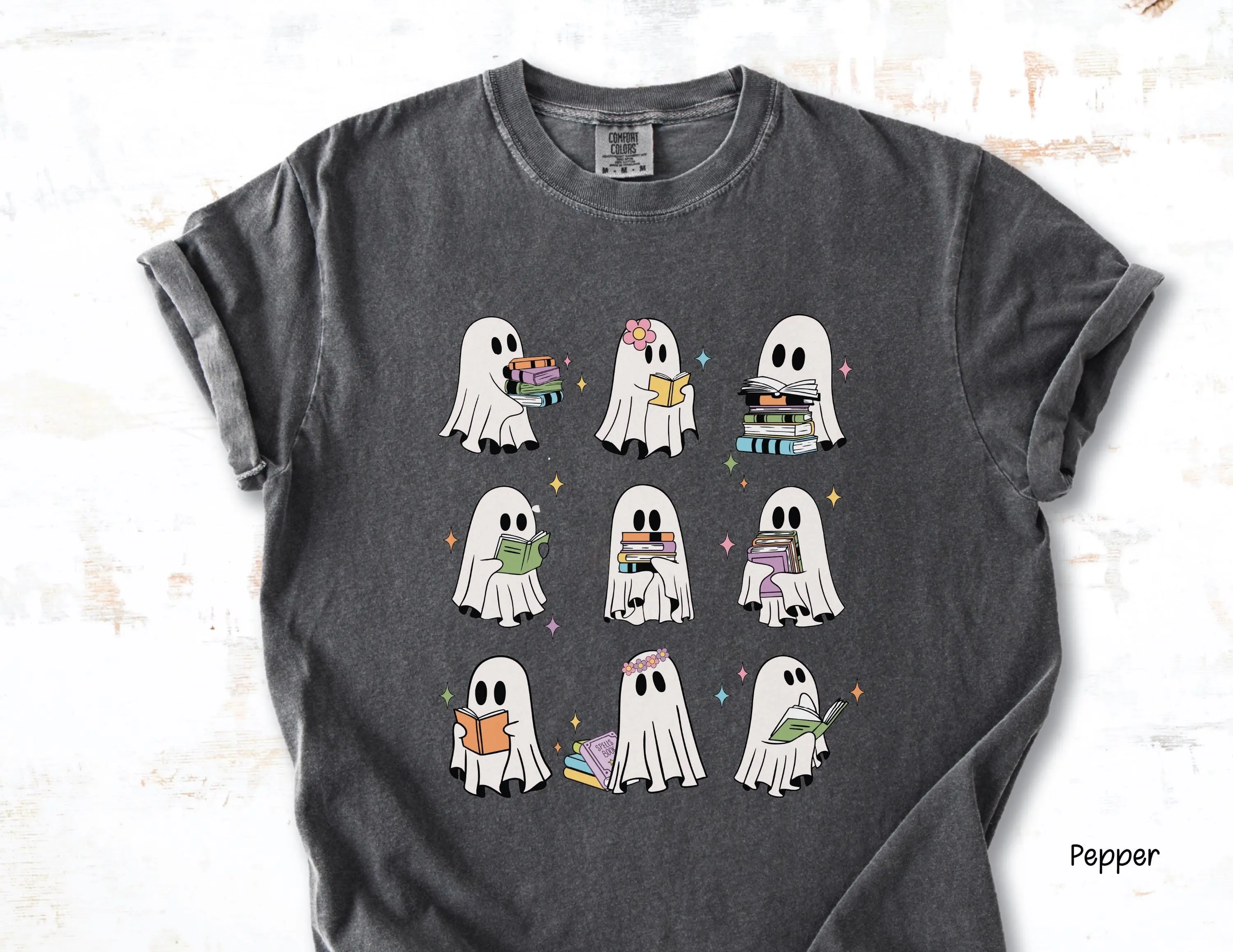 Bookish Halloween Ghost Shirt: Teacher Librarian Spooky Season Tee - photo 4