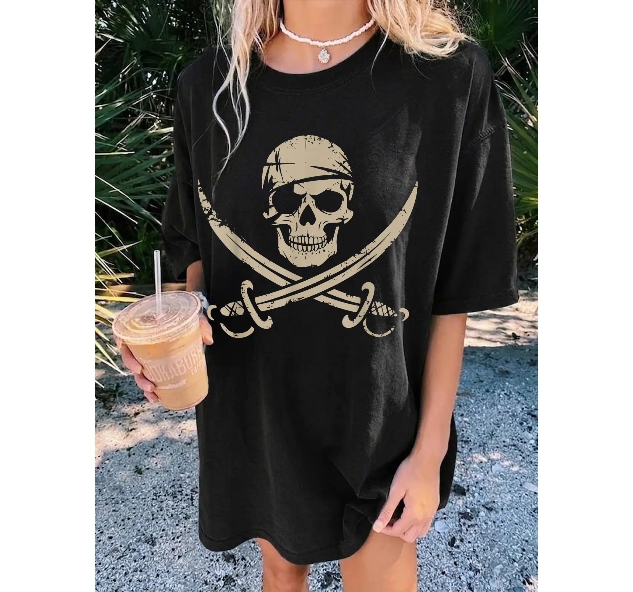 Boys Pirate Skeleton Tee, Kids Halloween Skull Crossbones Spooky Graphic T-Shirt