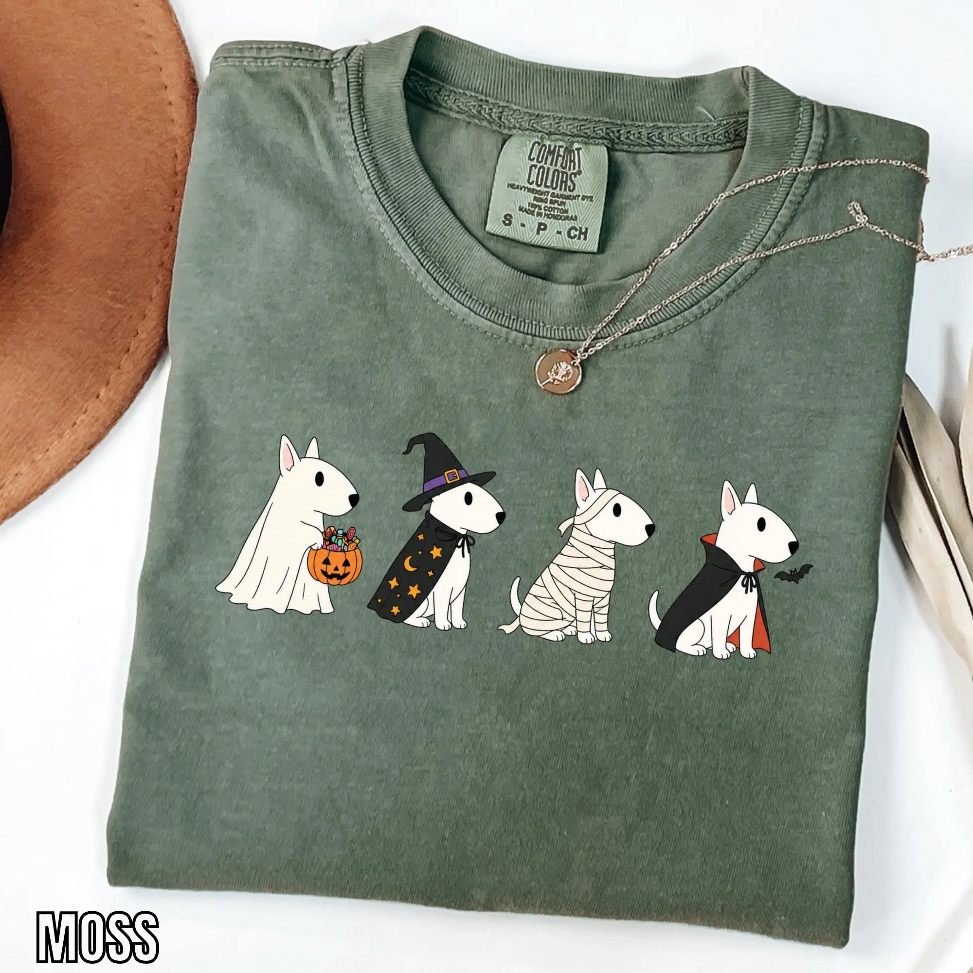 Comfort Colors Bull Terrier Halloween T-Shirt, Trick or Treat Dog Shirt, Bully Breed Lover Spooky Season Gift - photo 4