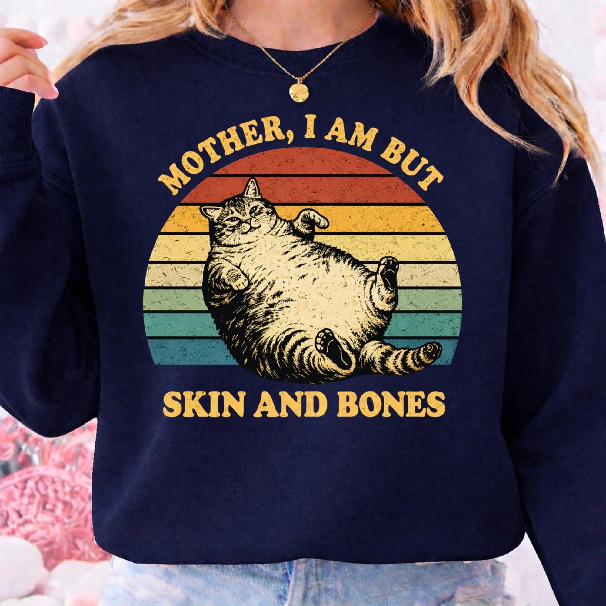 Cat Mom Shirt I Am But Skin and Bones, Funny Skeleton Halloween Comfort Colors Tee, Cute Cat Lover Gift for Women - photo 2