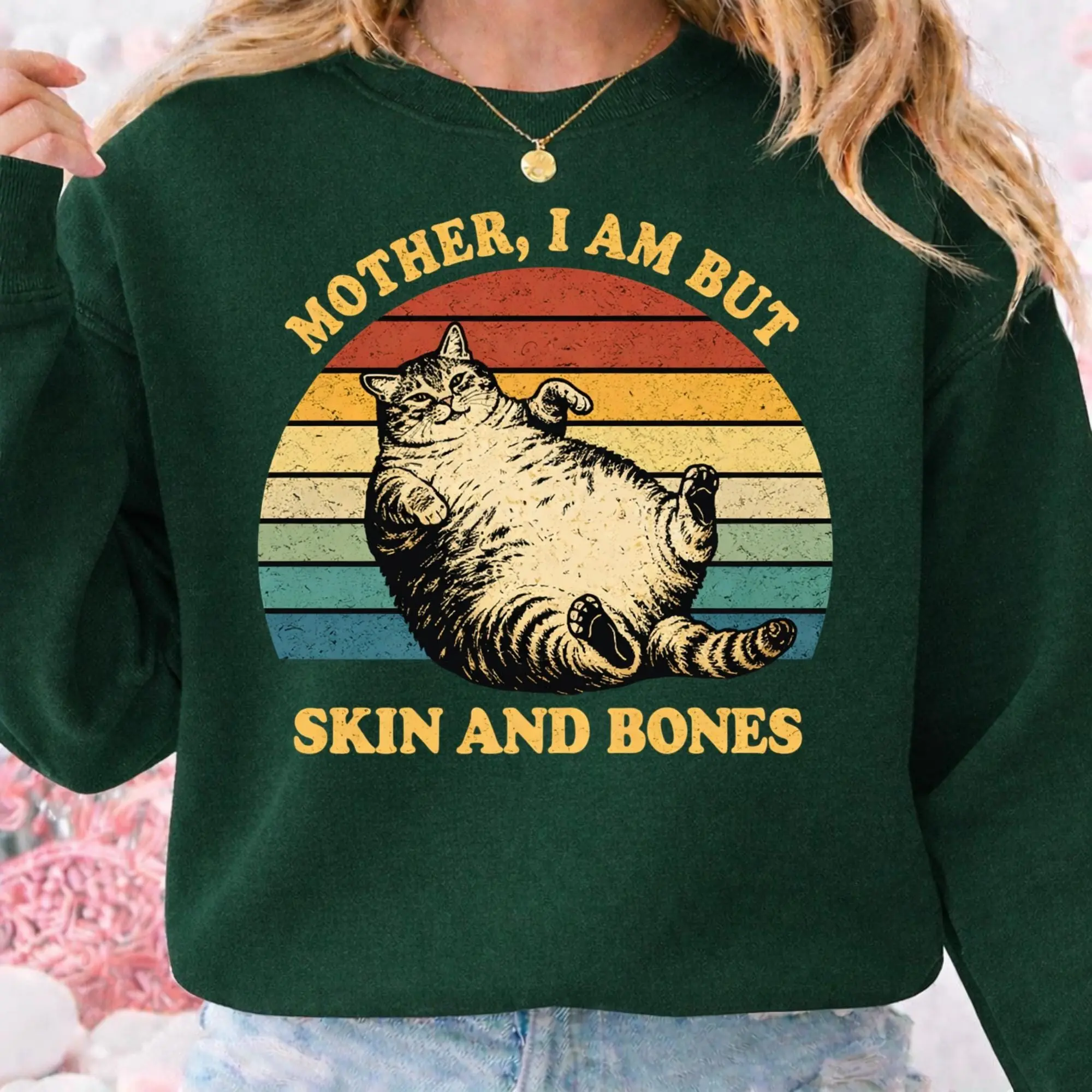 Cat Mom Shirt I Am But Skin and Bones, Funny Skeleton Halloween Comfort Colors Tee, Cute Cat Lover Gift for Women - photo 4